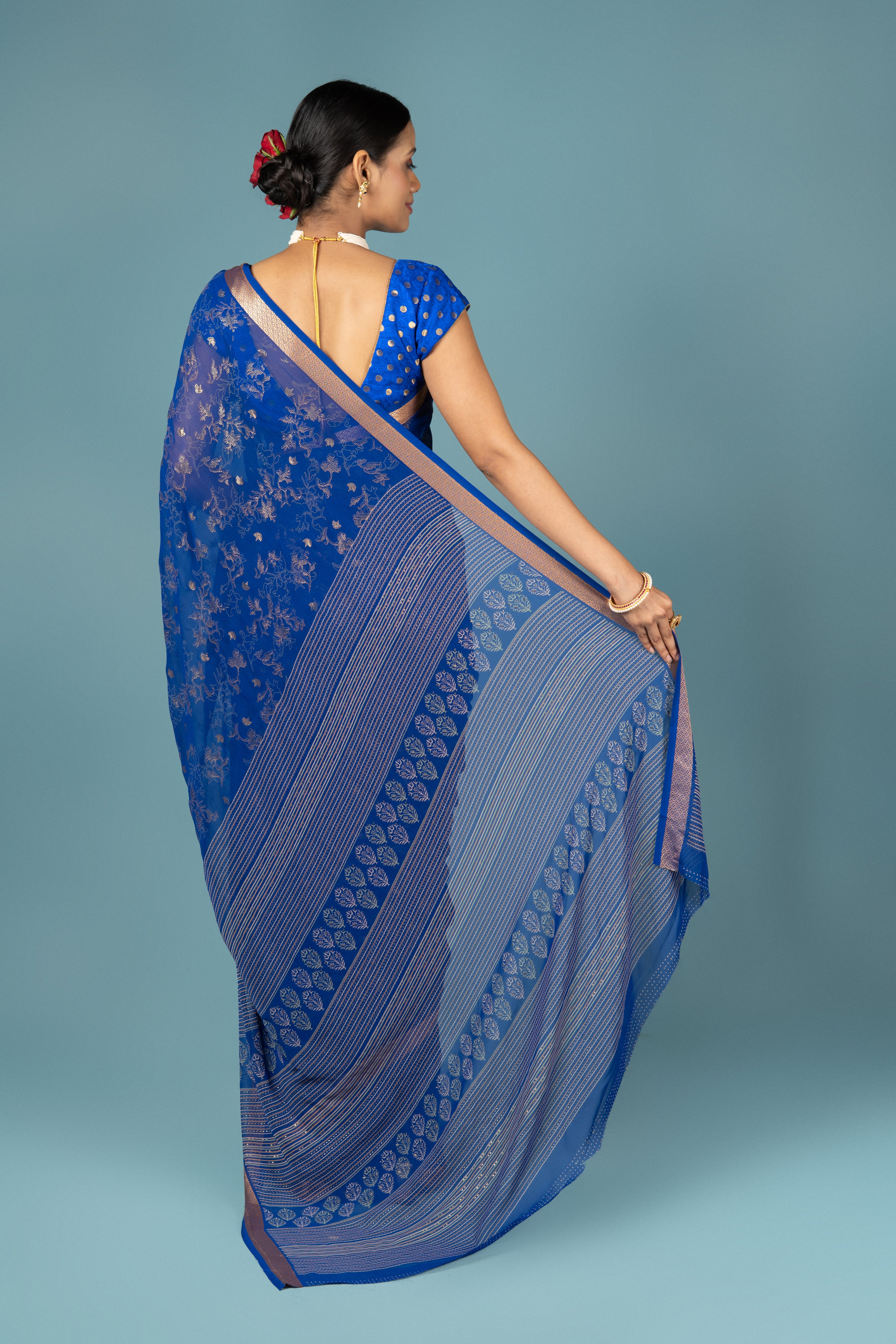Royal Blue Chiffon Saree