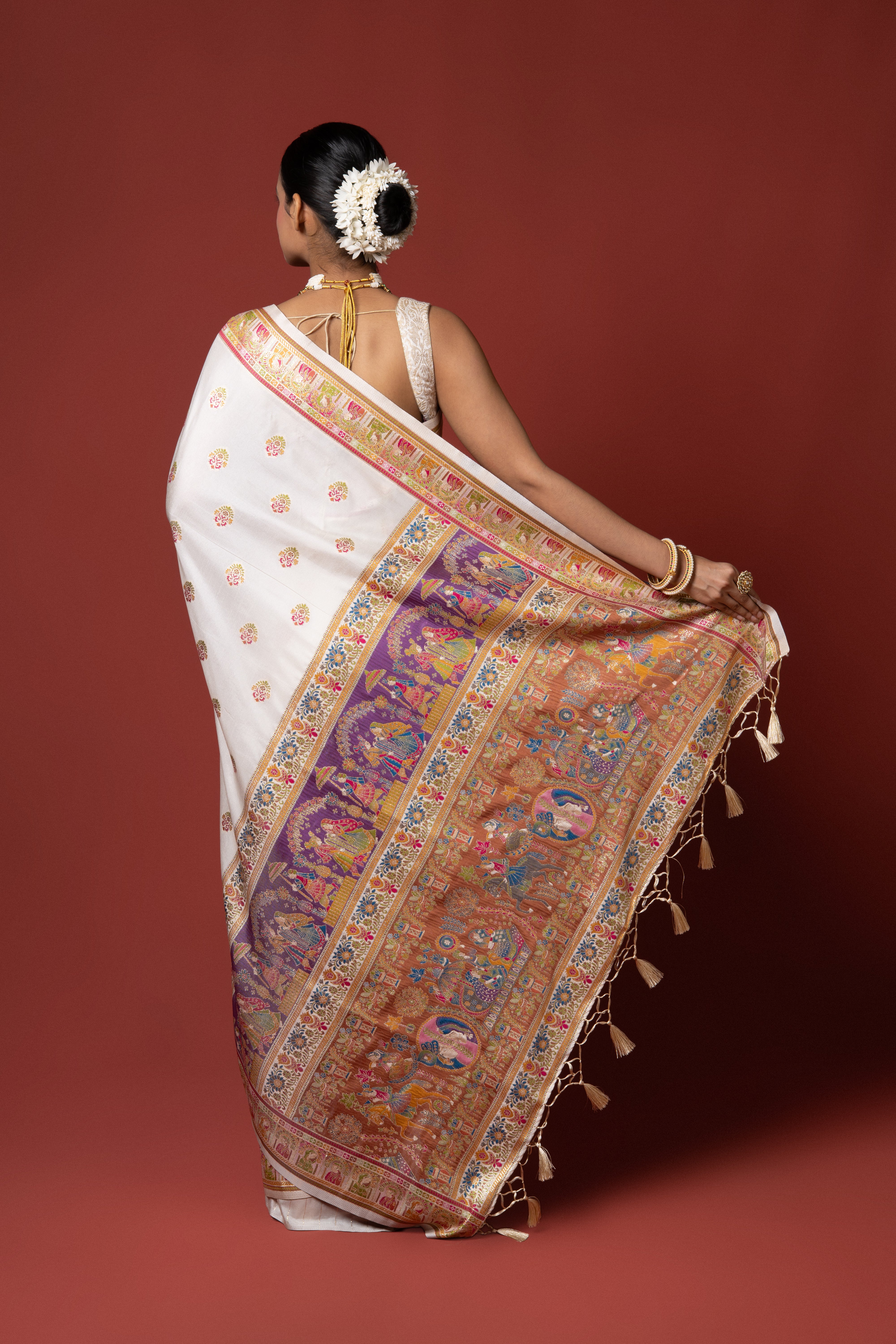 Cream Pashmina Saree