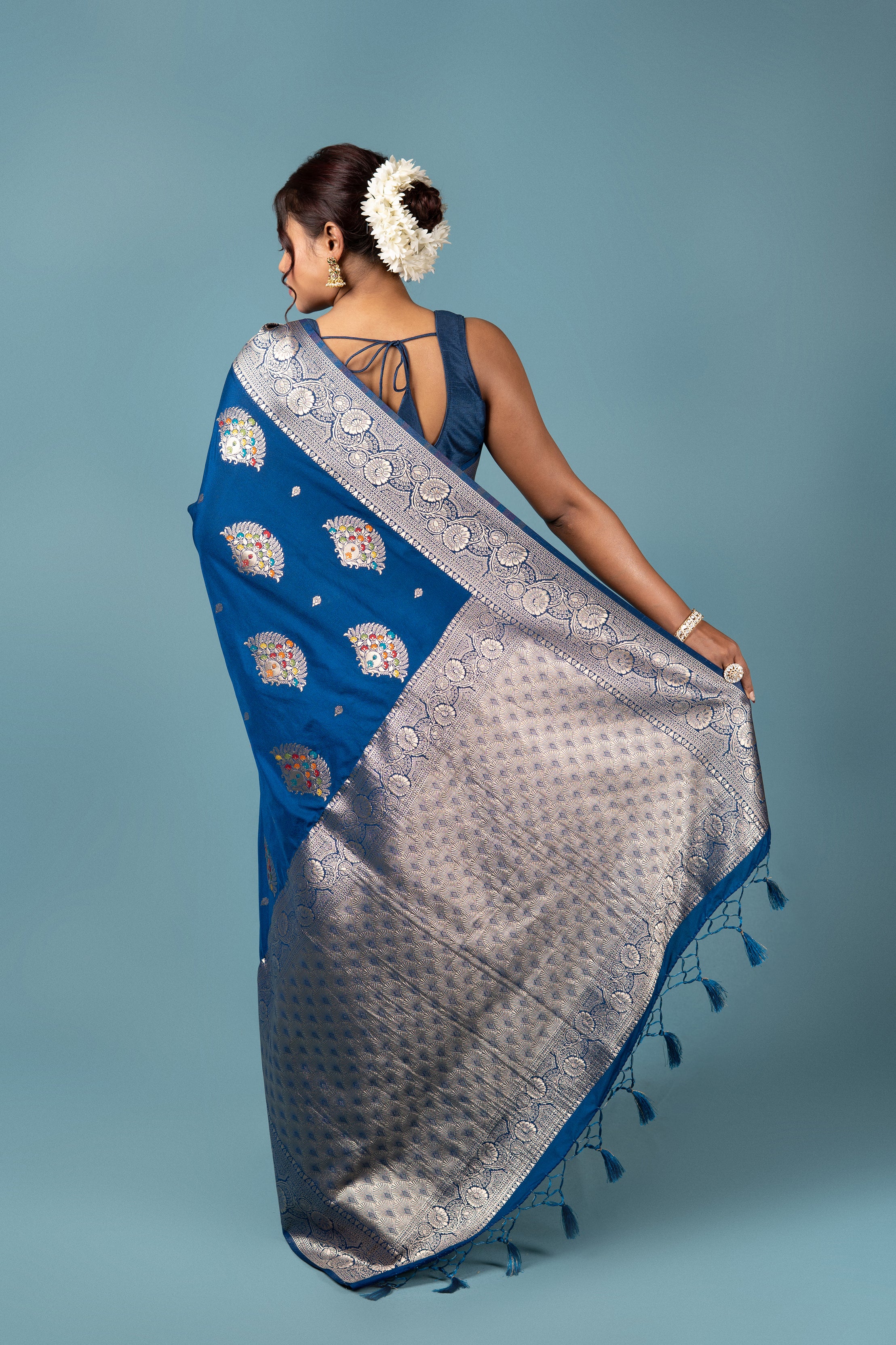 Royal Blue Georgette Banarasi Saree