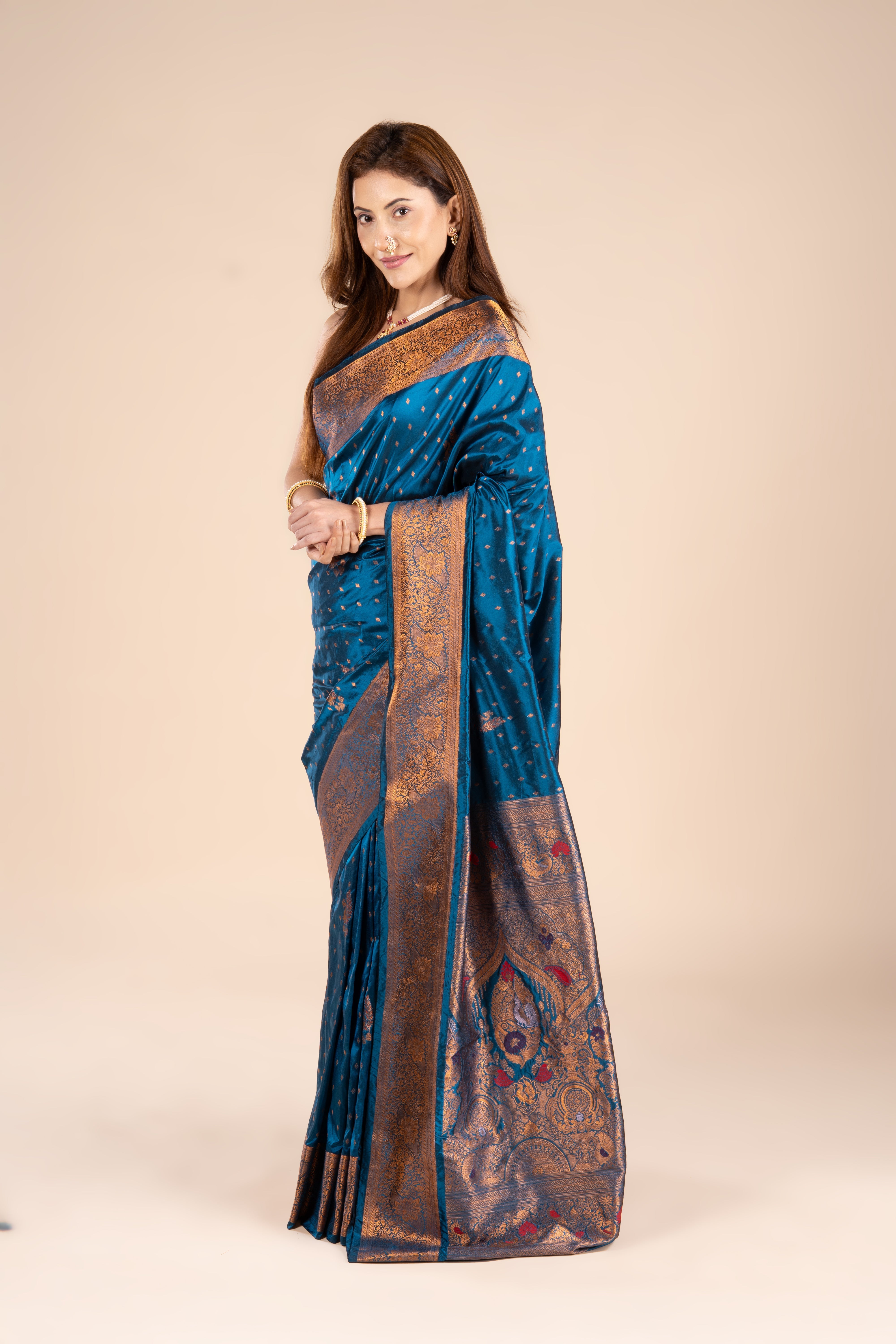 Blue Apurva Silk Paithani Saree