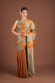 Pastel Blue Katan Silk Patola Saree
