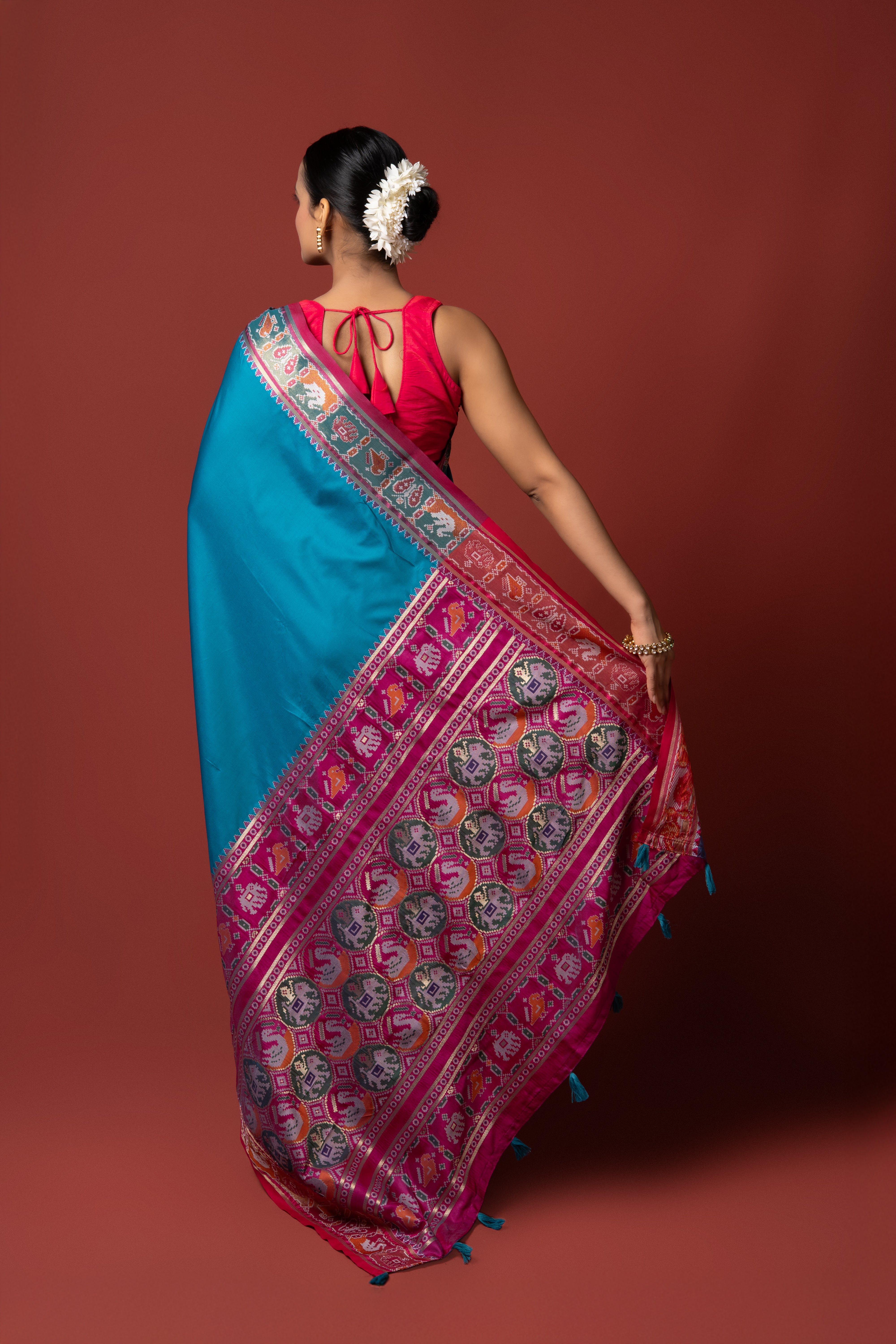 Peacock Blue Katan Silk Banarasi Saree