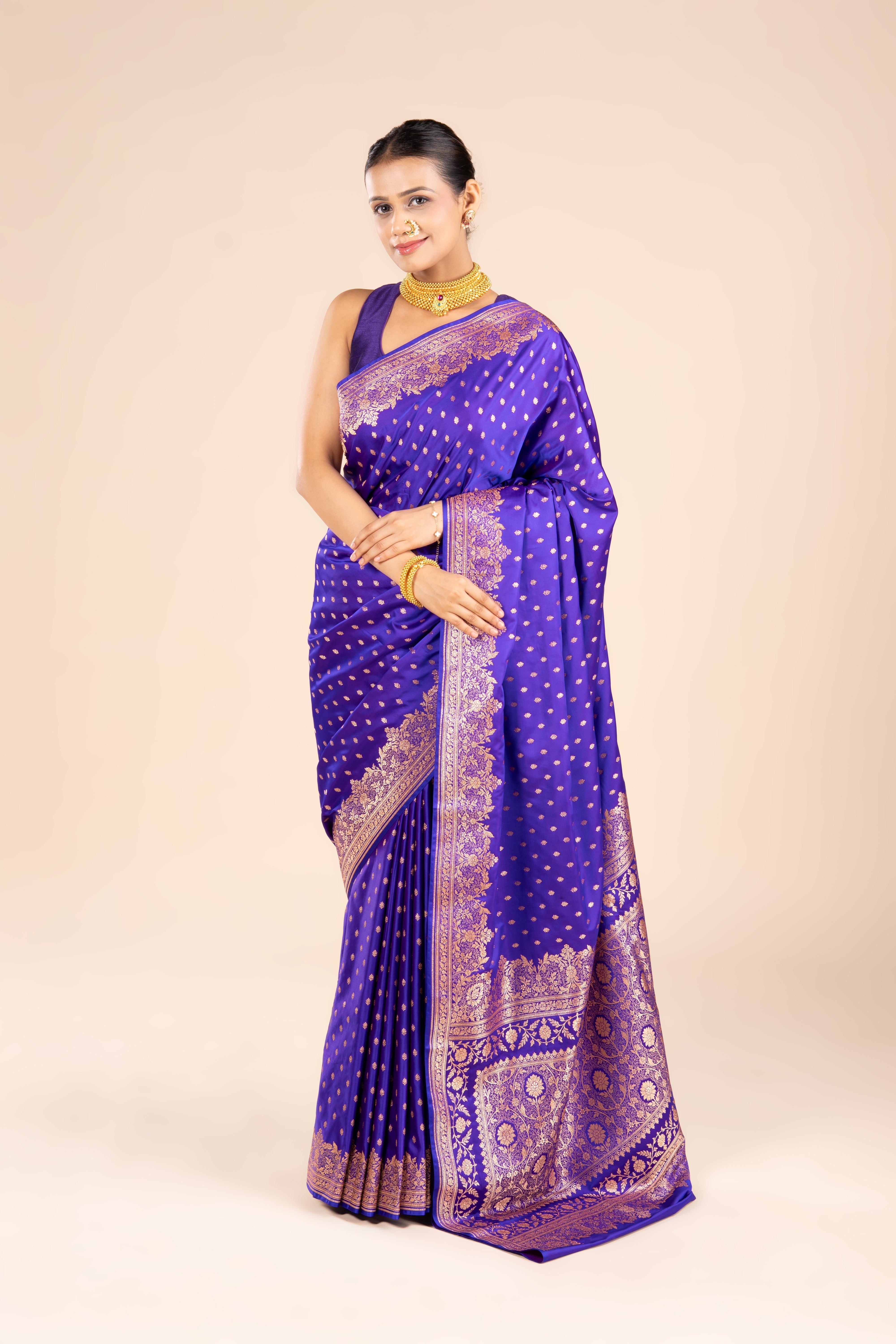 Purple Soft Silk Banarasi Saree