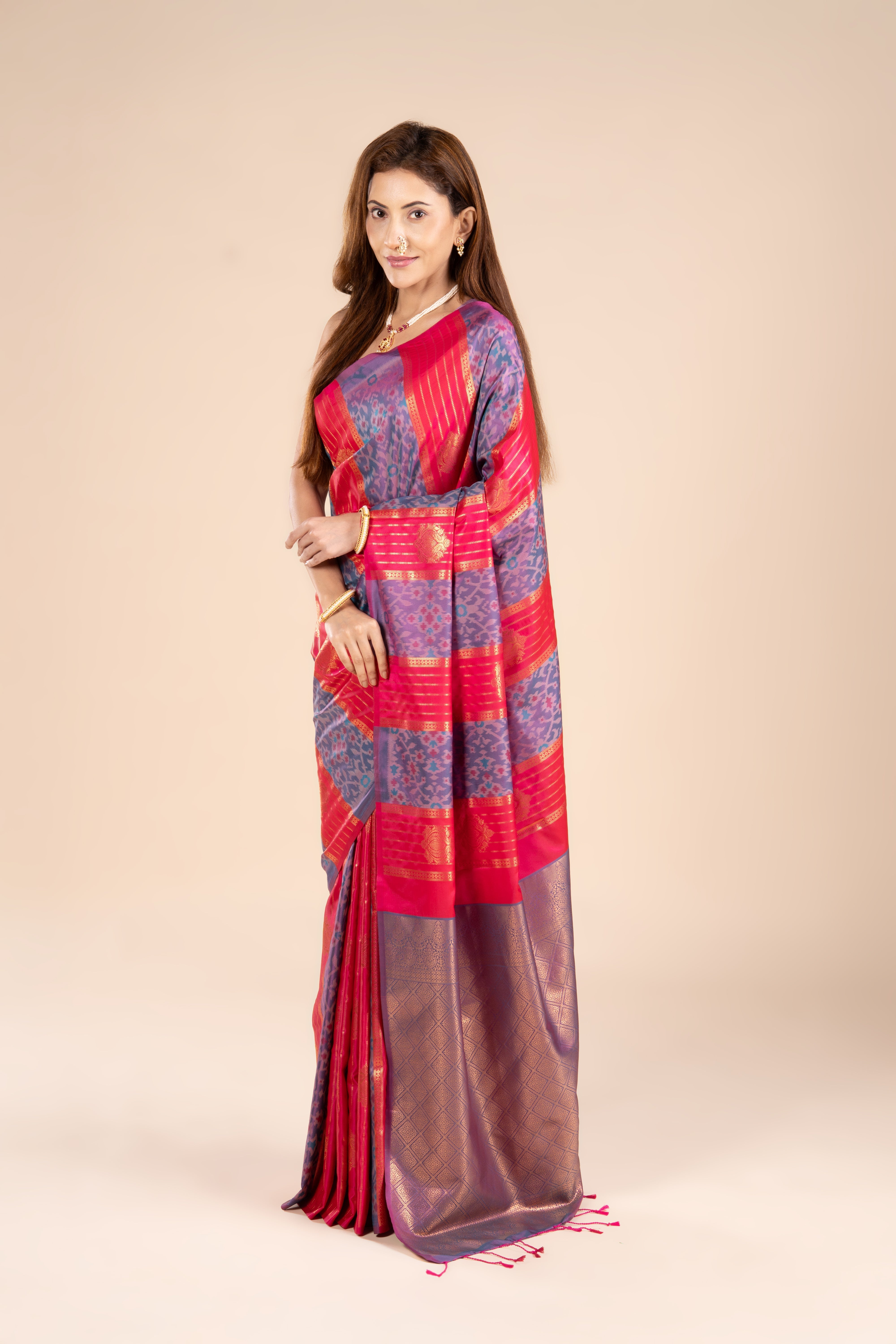 Pastel Purple Katan Silk Patola Saree