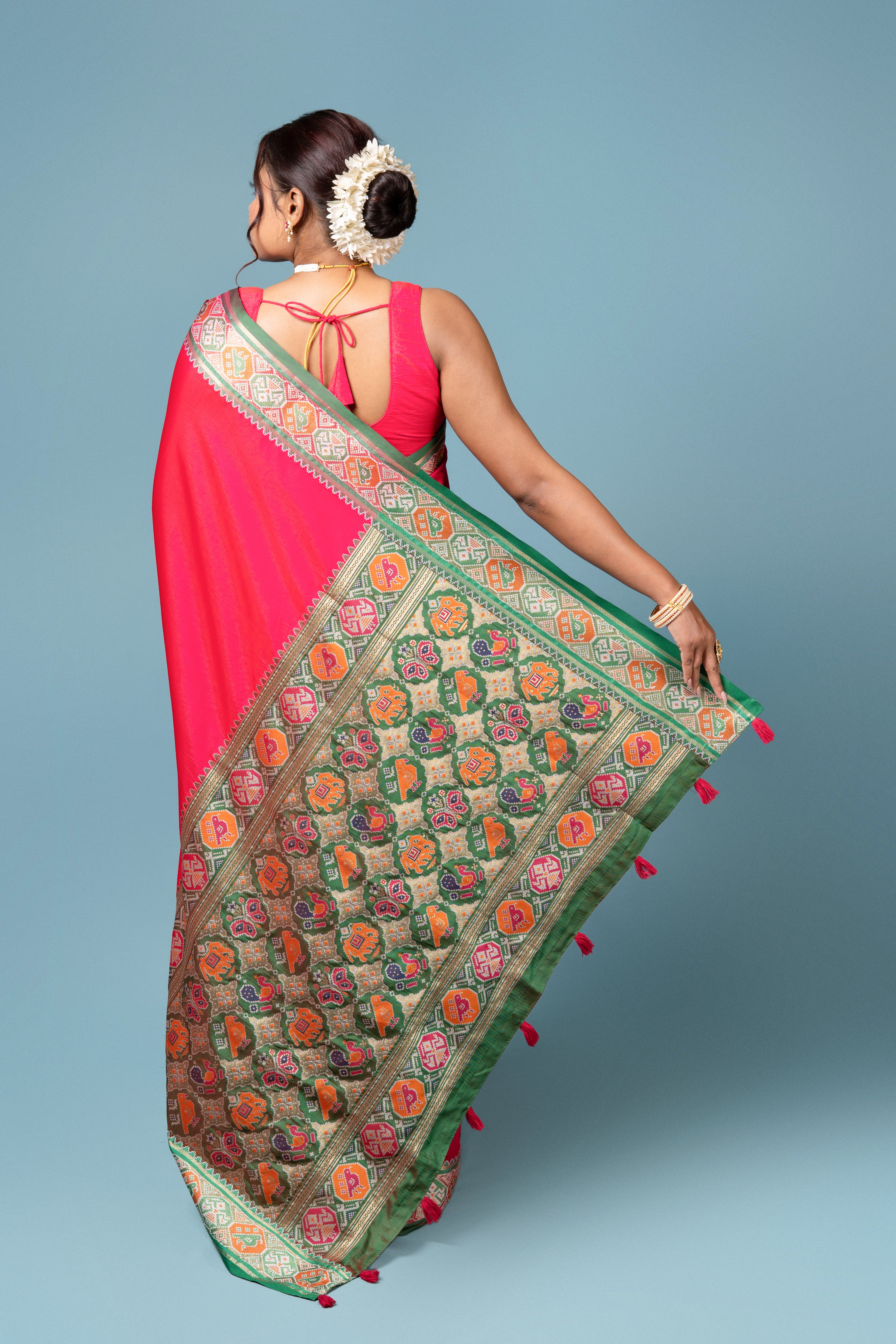 Dark Pink Katan Silk Banarasi Saree