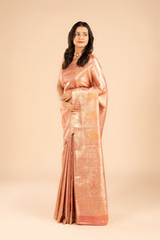 Rose Gold Tissue Silk Brocade Saree