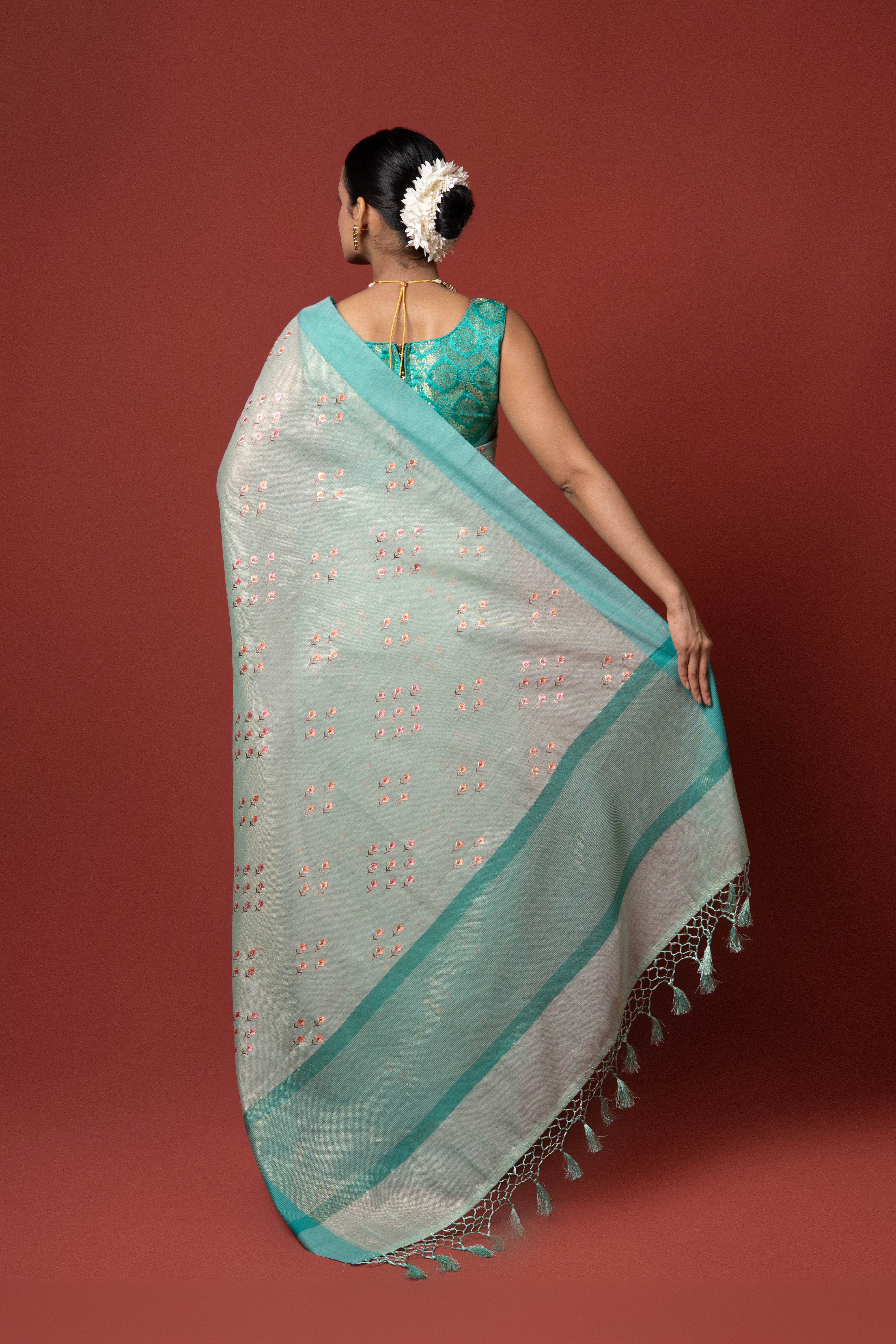 Sea Green Cotton Saree