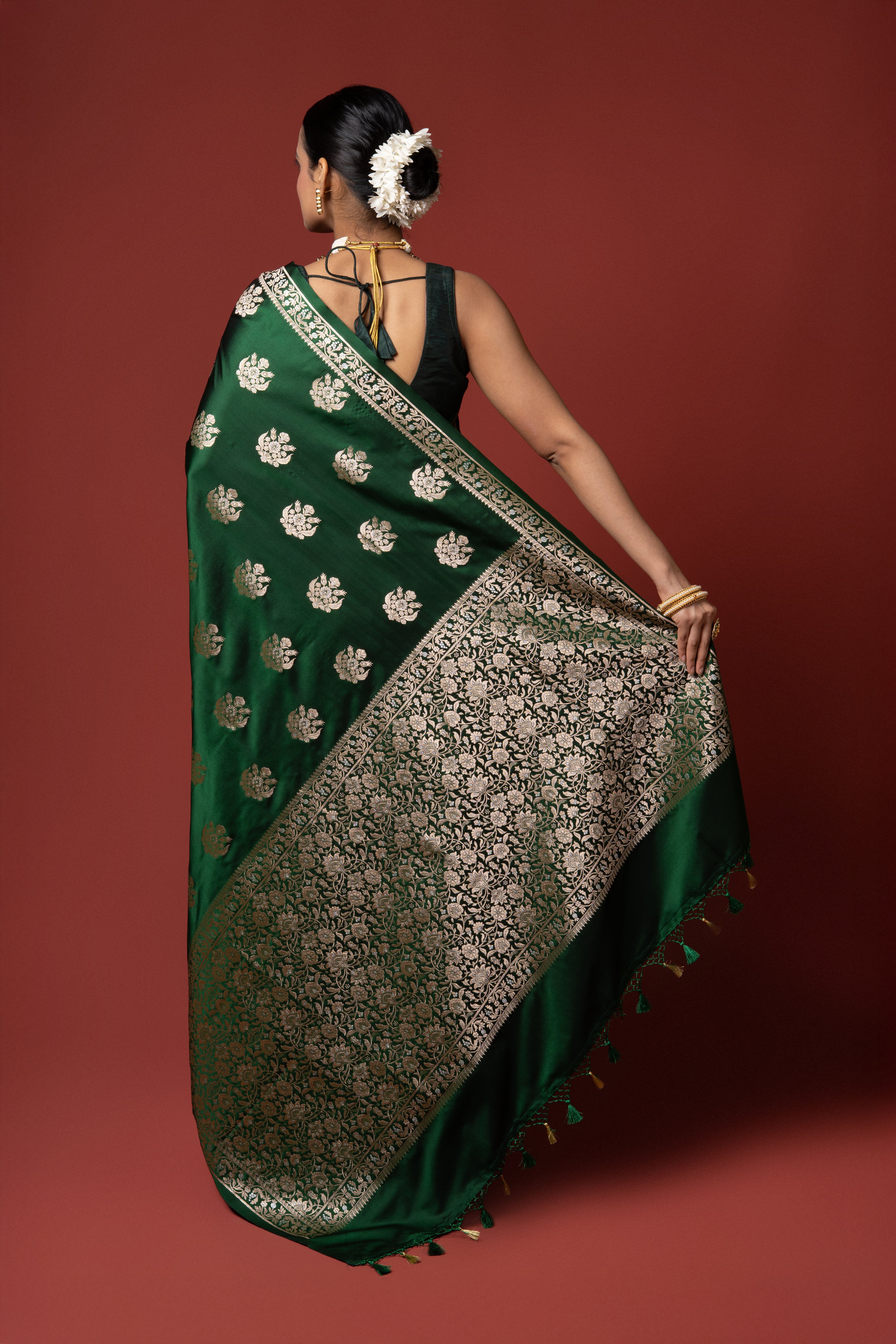 Green Katan Silk Banarasi Saree