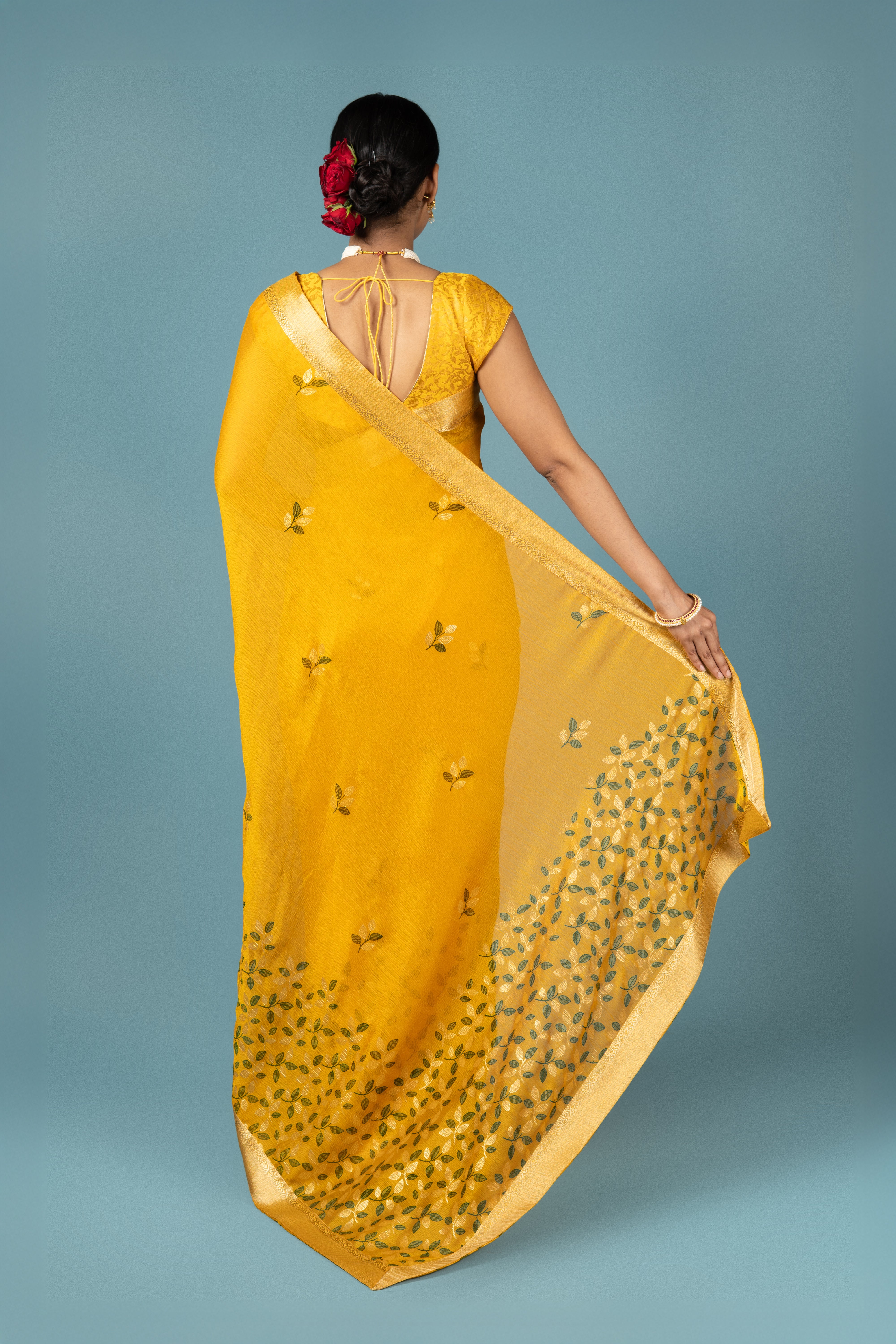 Mustard Yellow Georgette Saree