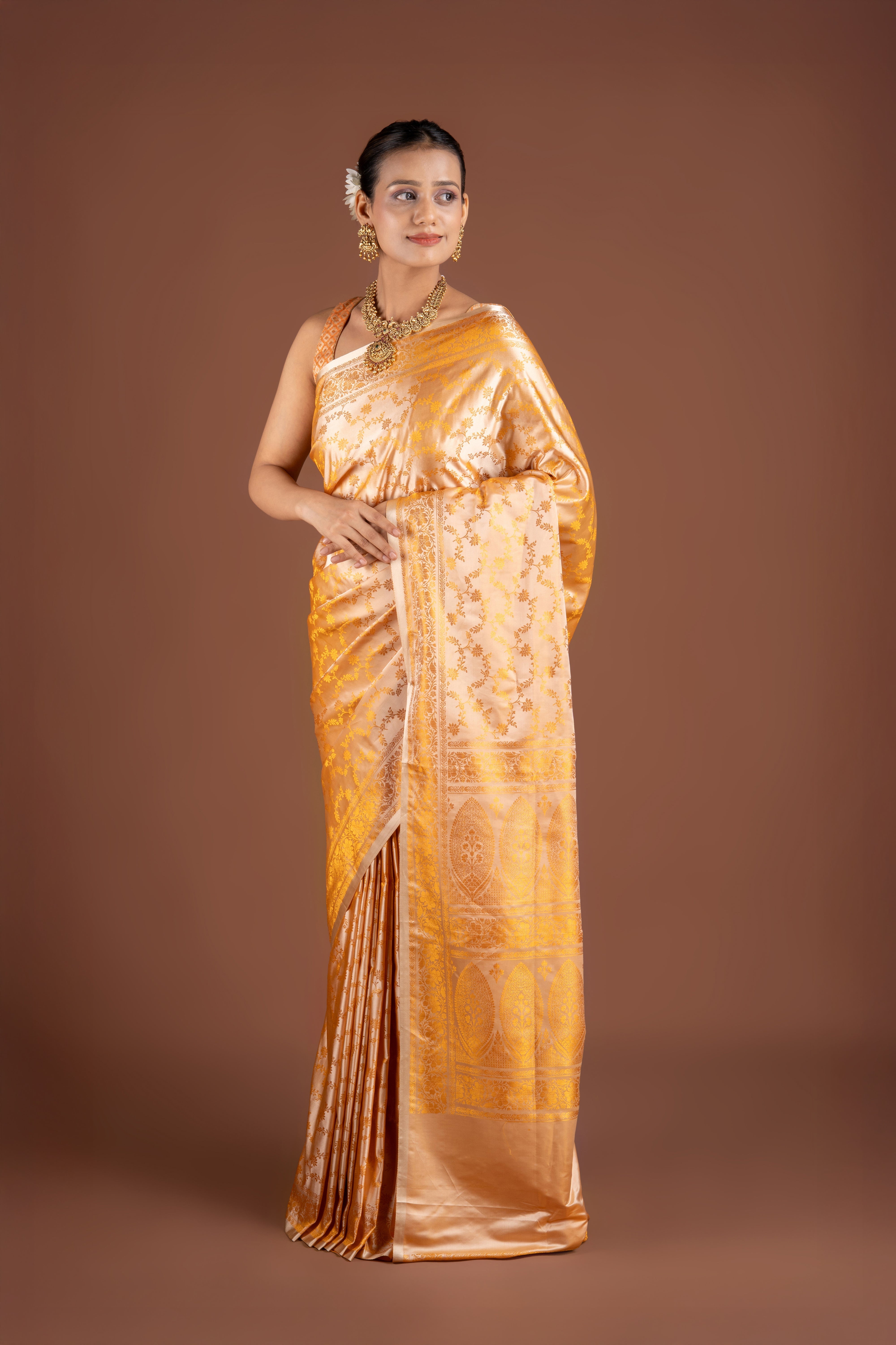 Orange Soft Silk Banarasi Saree