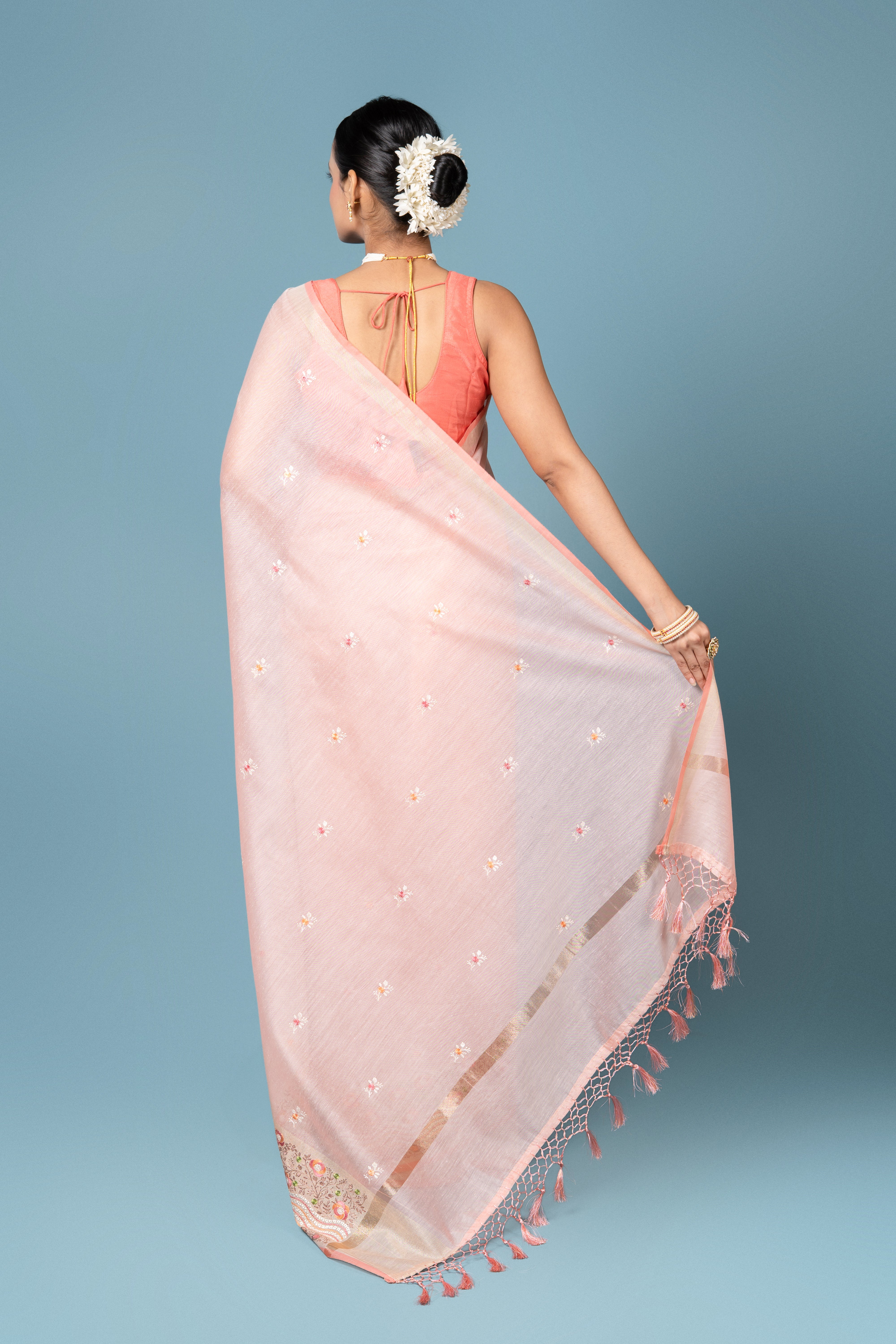 Peach Cotton Saree