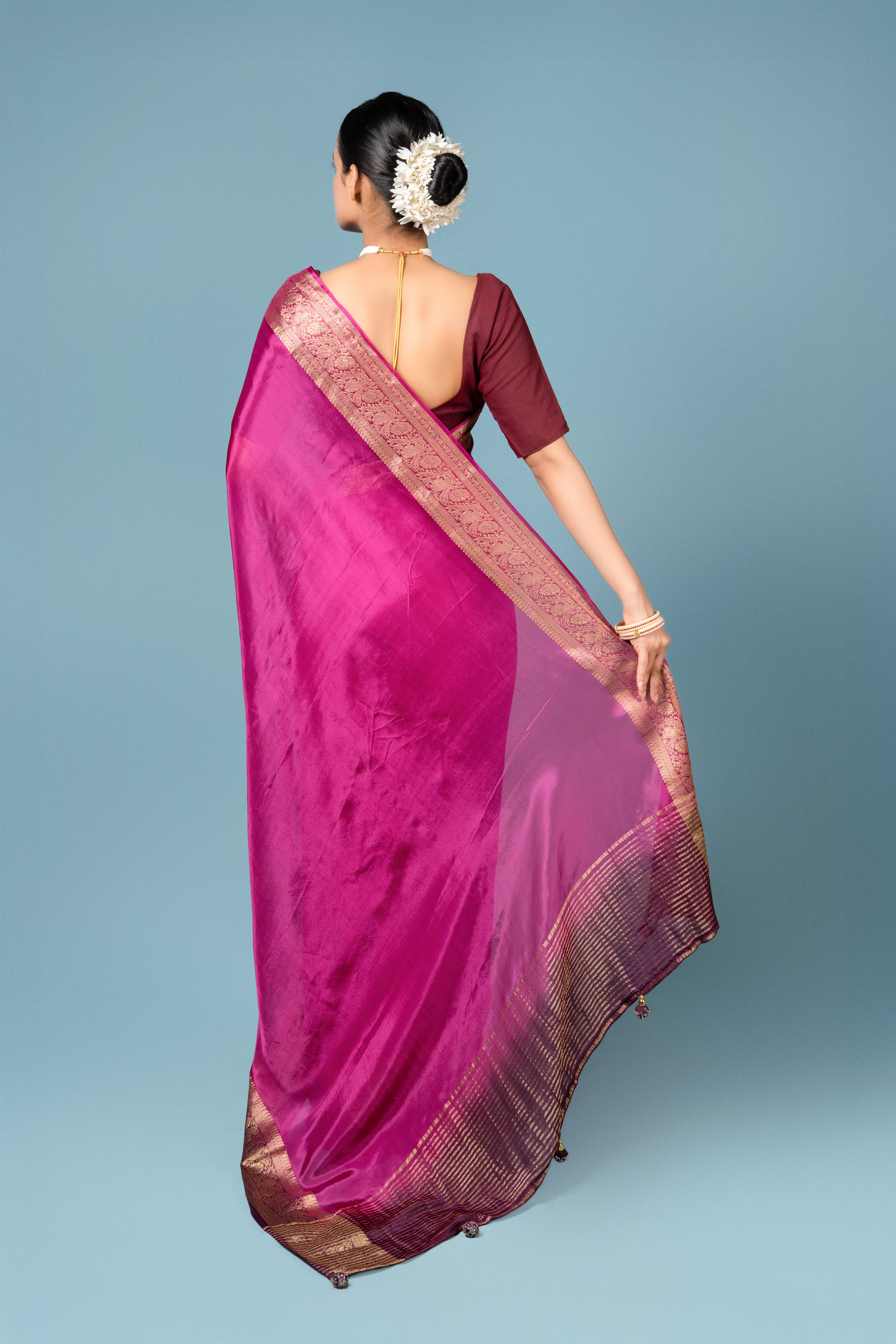 Purple Crepe Silk Saree