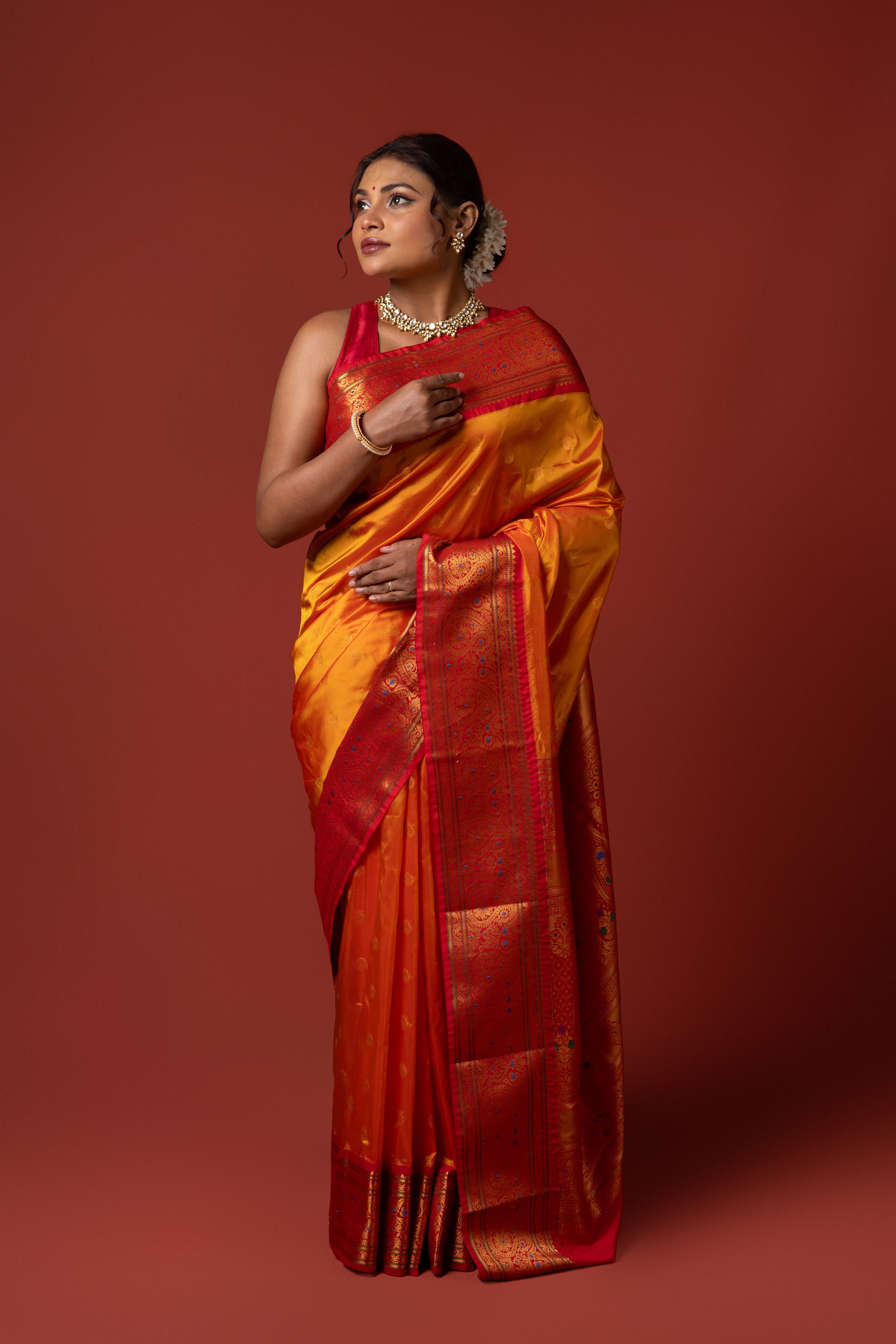 Orange Apurva Silk Paithani Saree