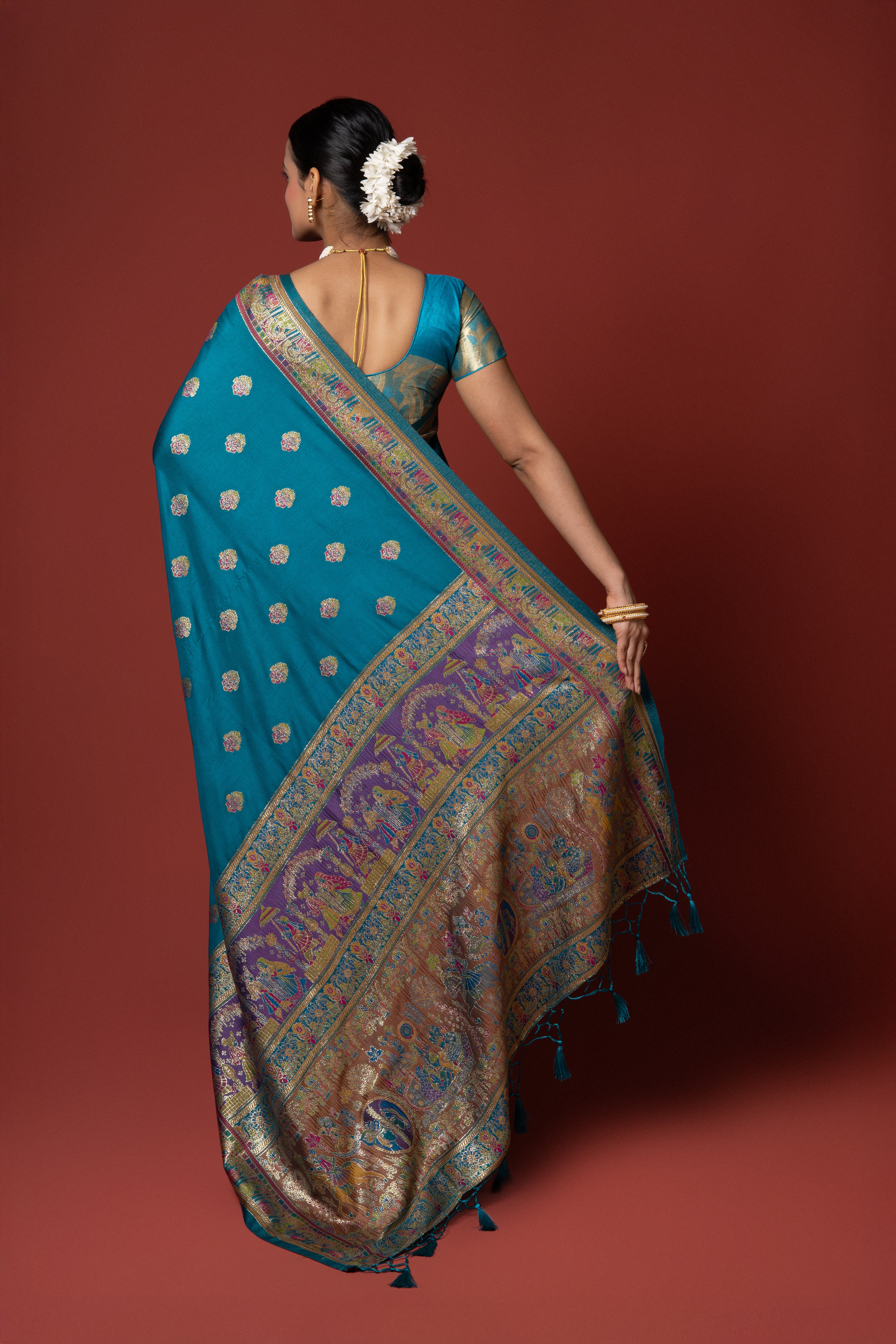 Rama Green Pashmina Saree
