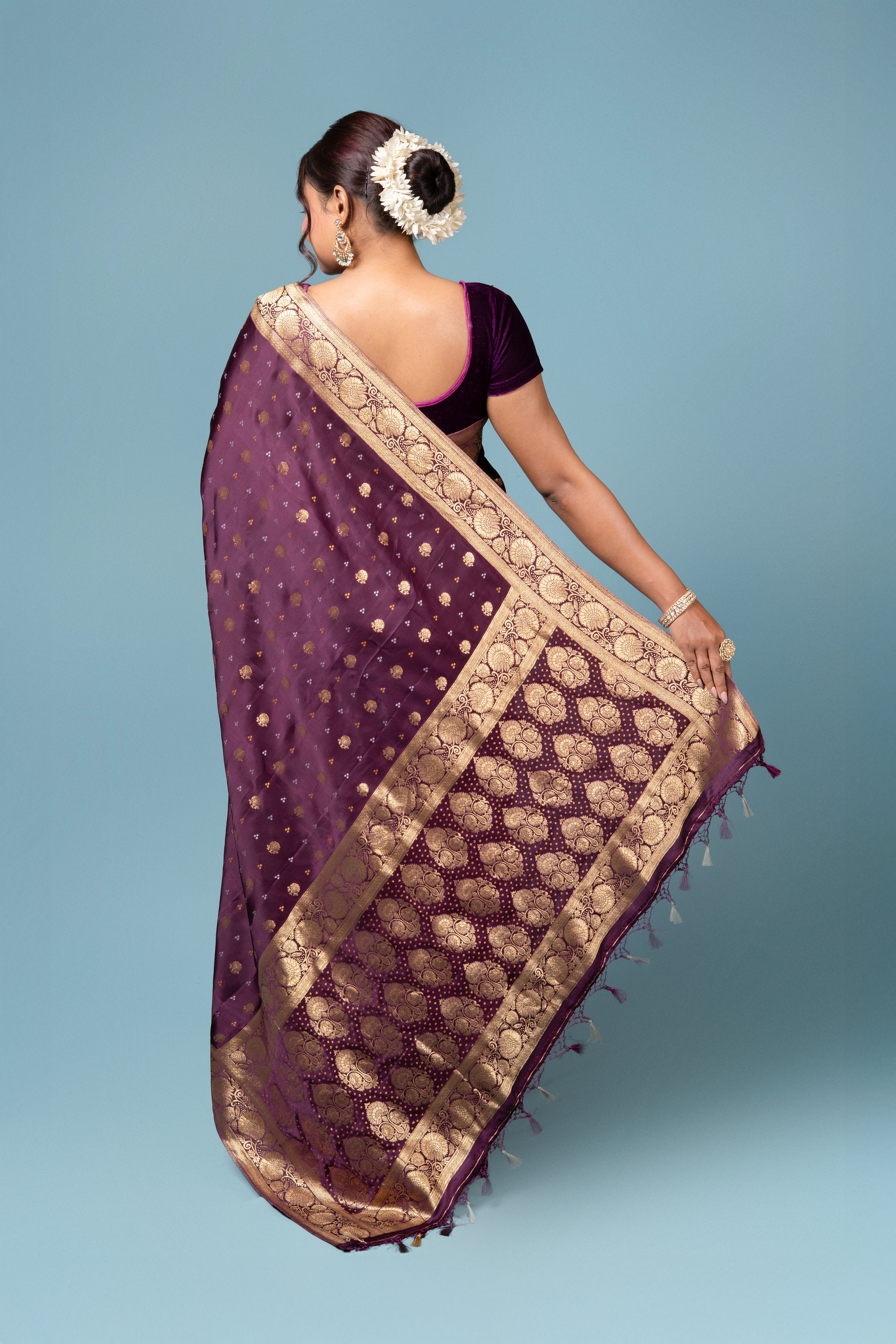 Dark Purple Katan Silk Saree