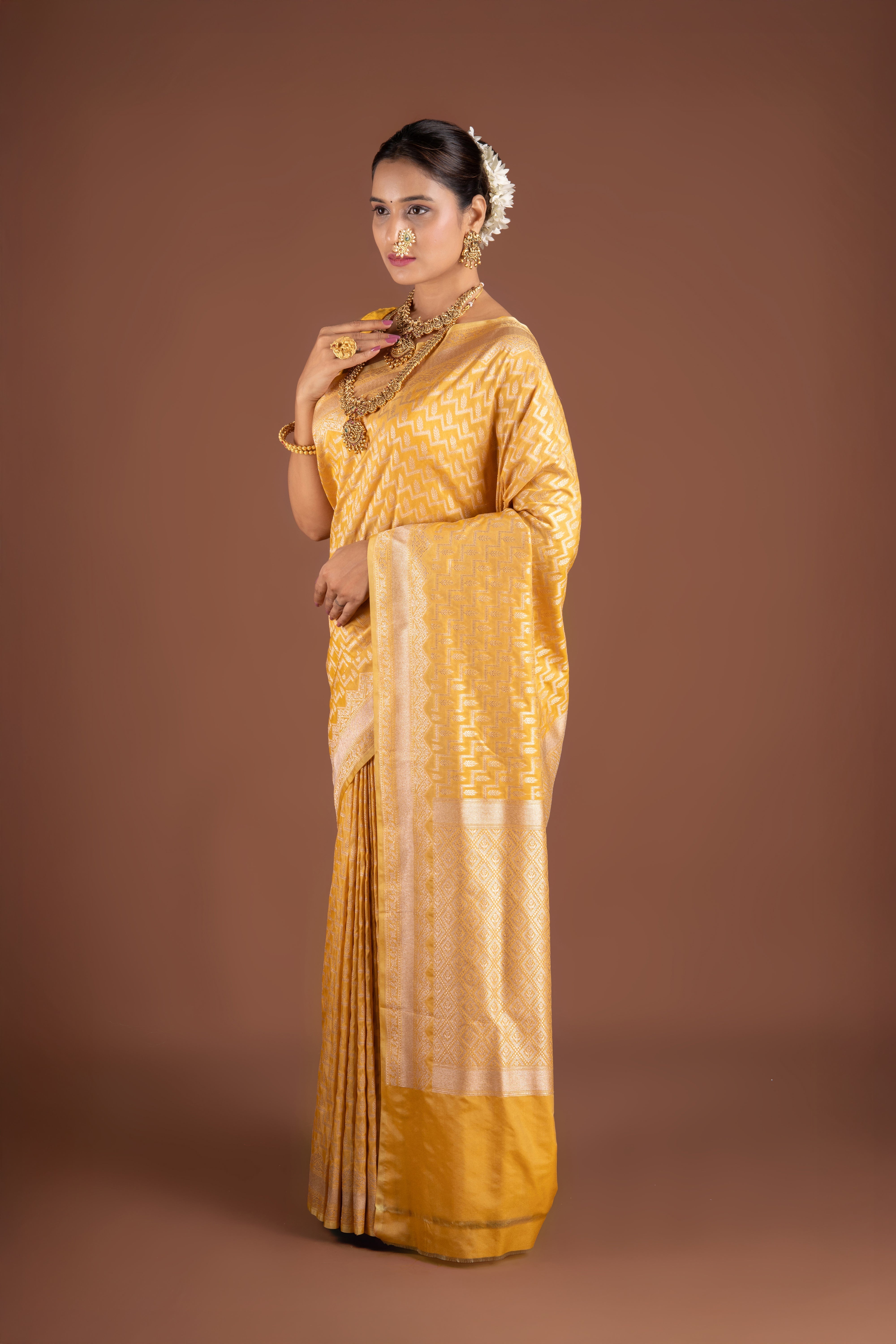 Yellow Dola Silk Saree
