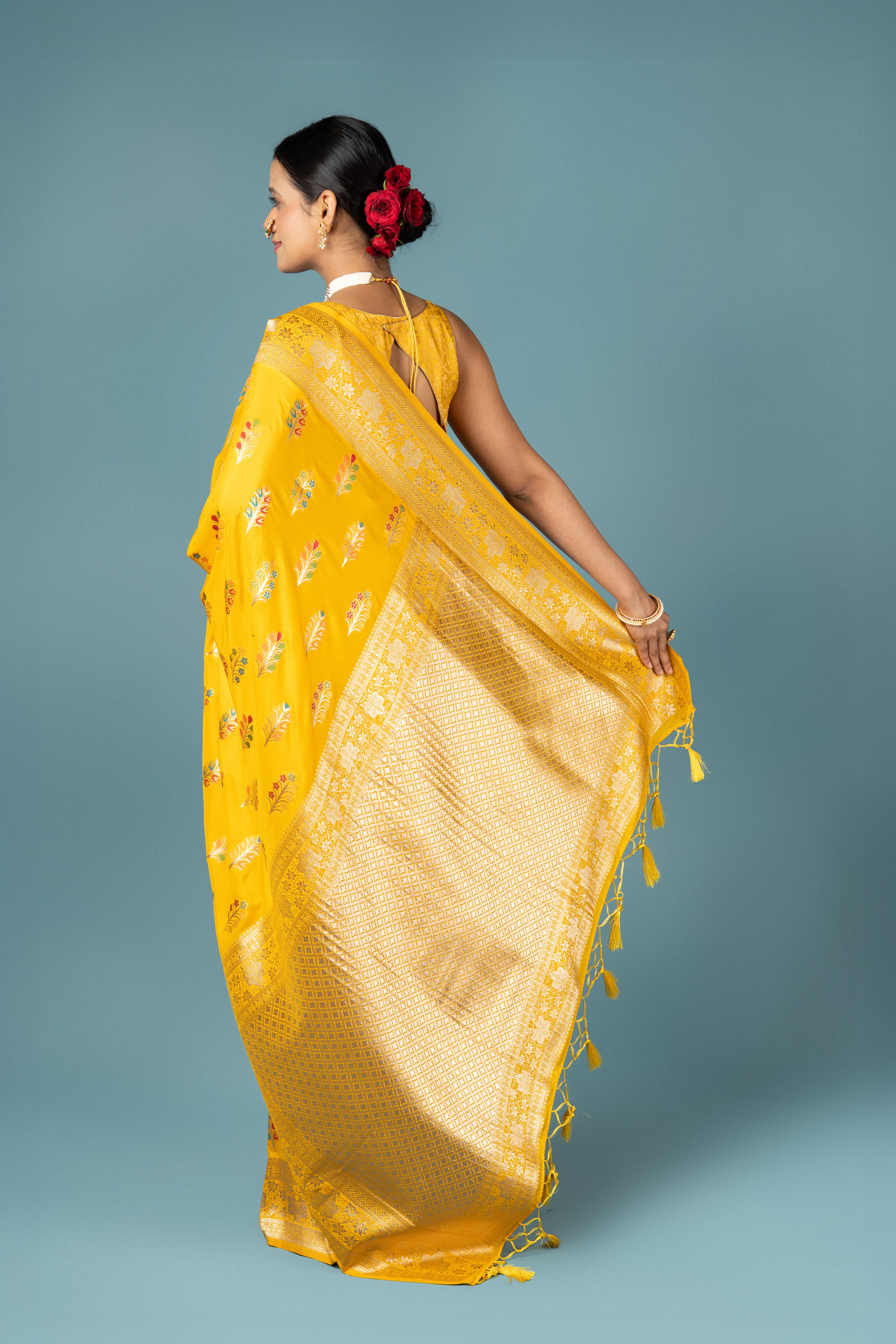 Mustard Yellow Georgette Banarasi Saree