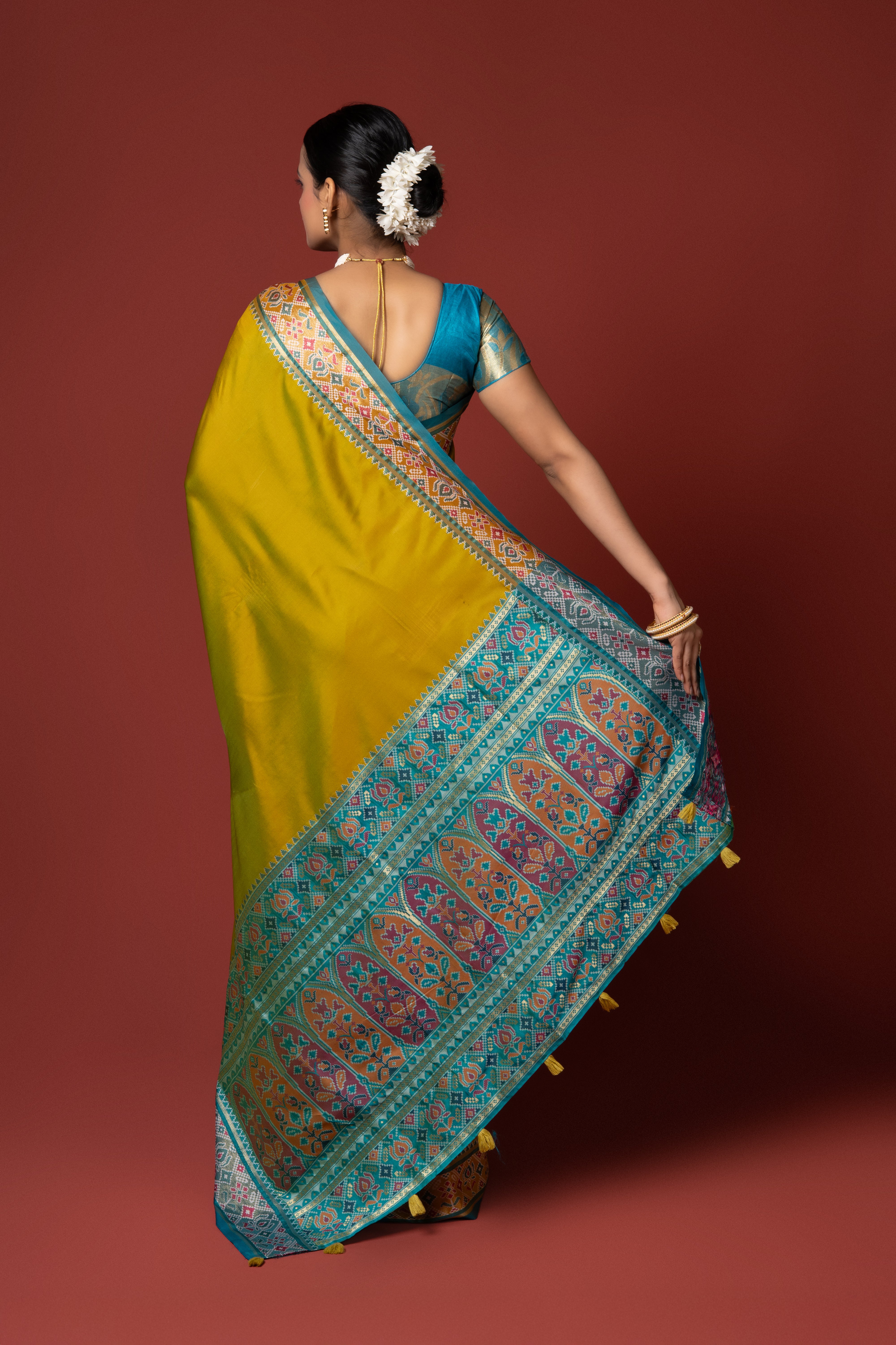 Yellow Katan Silk Banarasi Saree