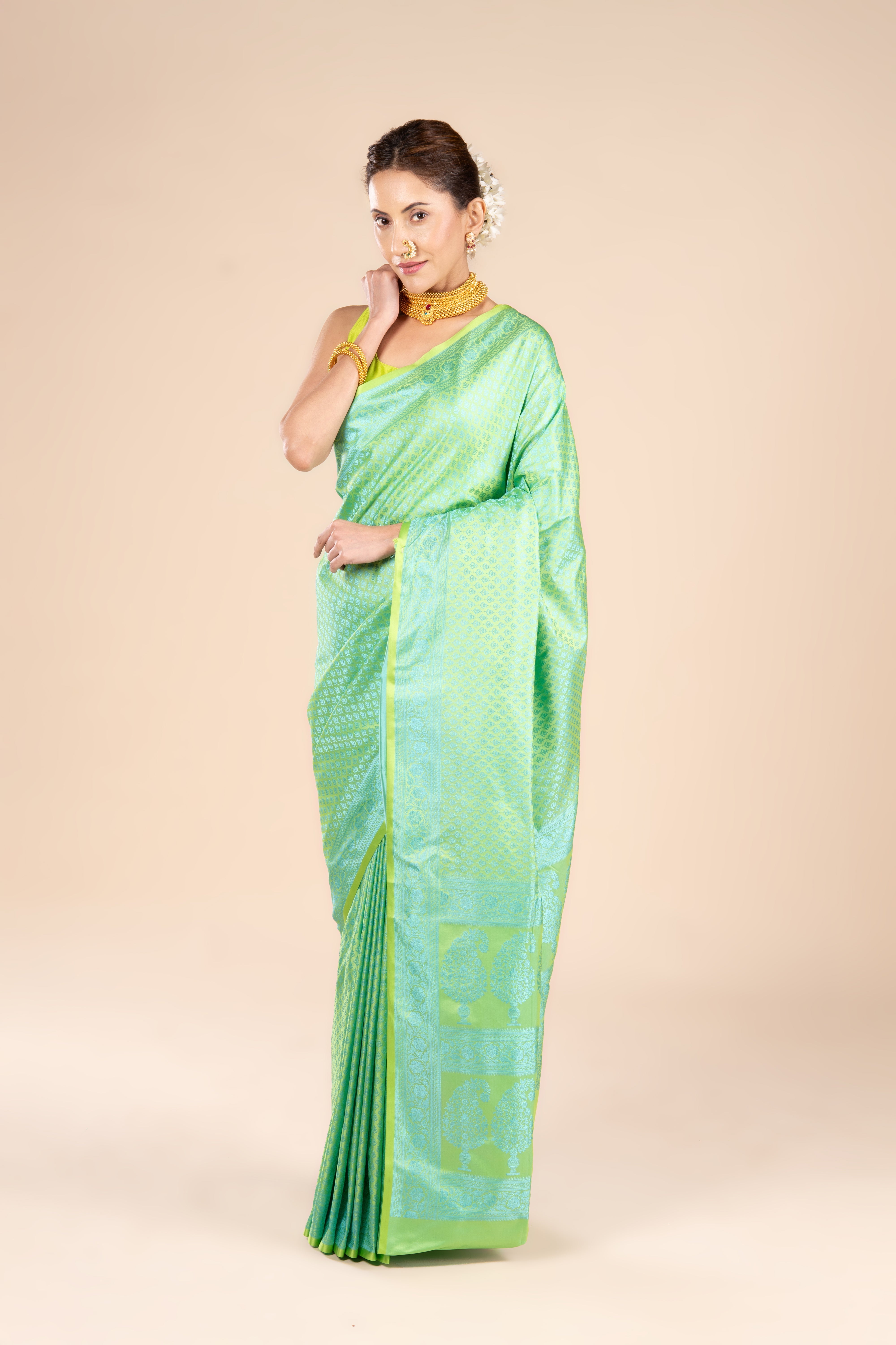 Green Soft Silk Banarasi Saree
