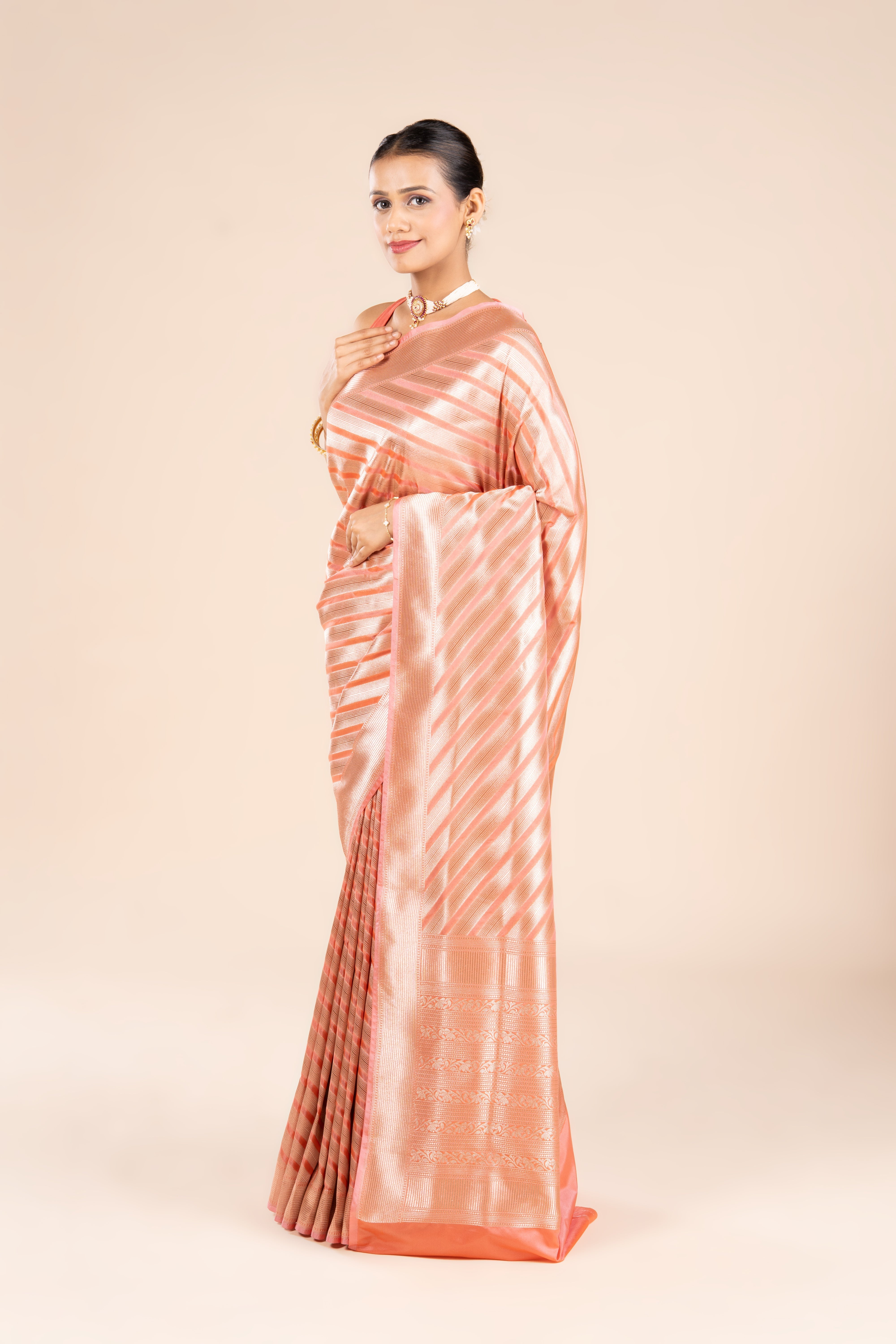 Orange Katan Silk Saree