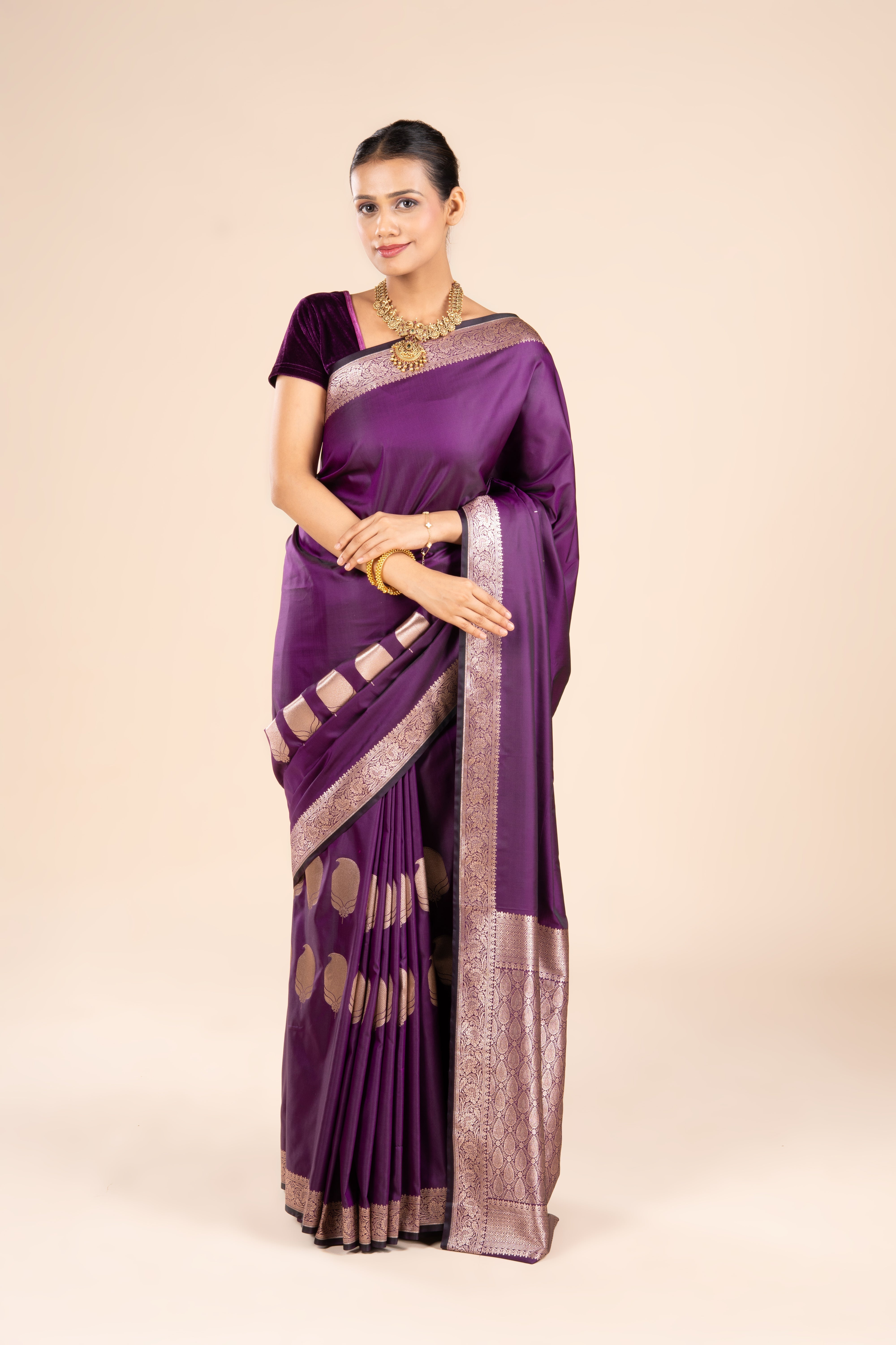 Purple Katan Silk Saree
