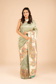 Sea Green Katan Silk Brocade Saree