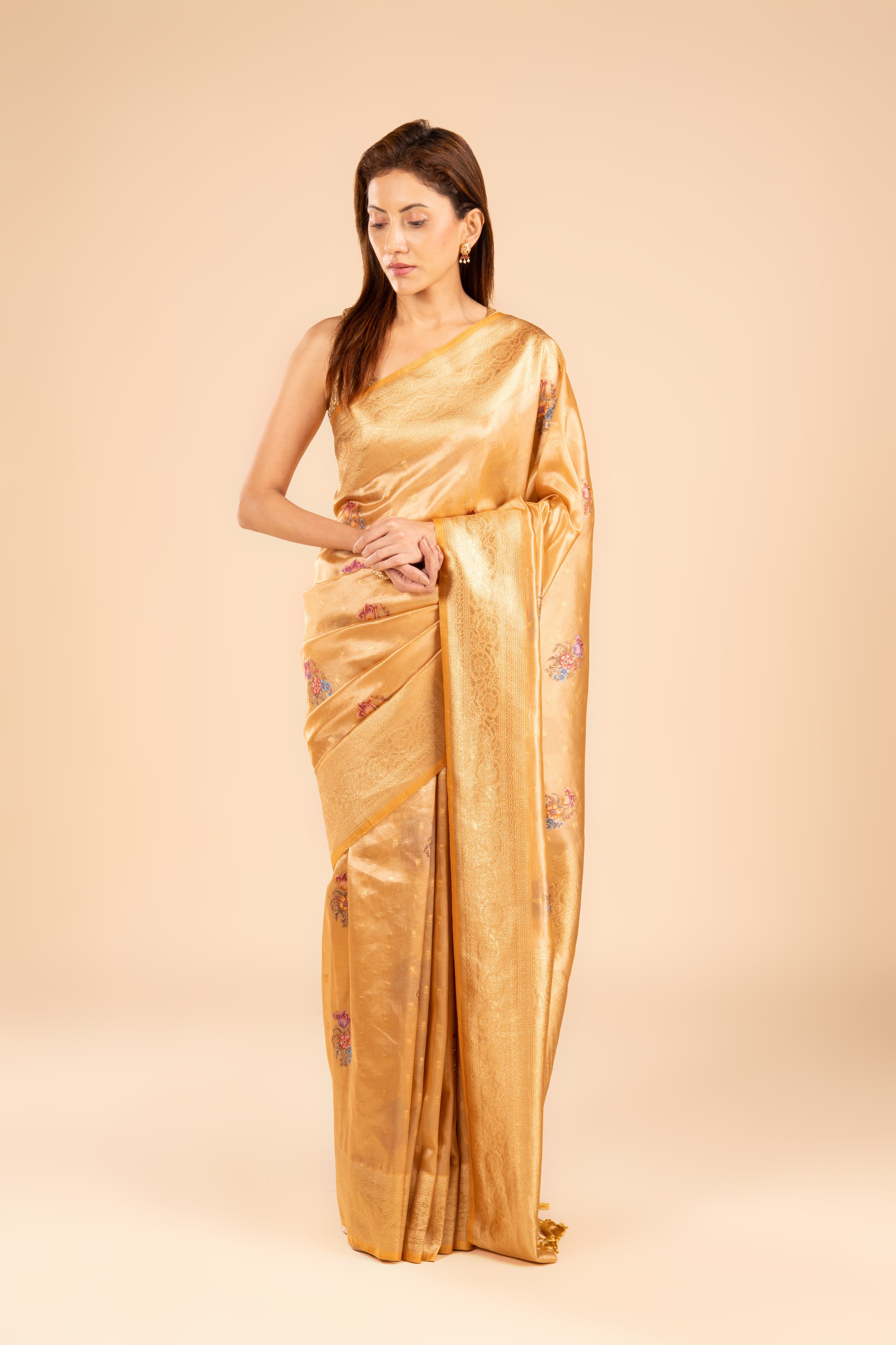 Copper Tissue Silk Saree