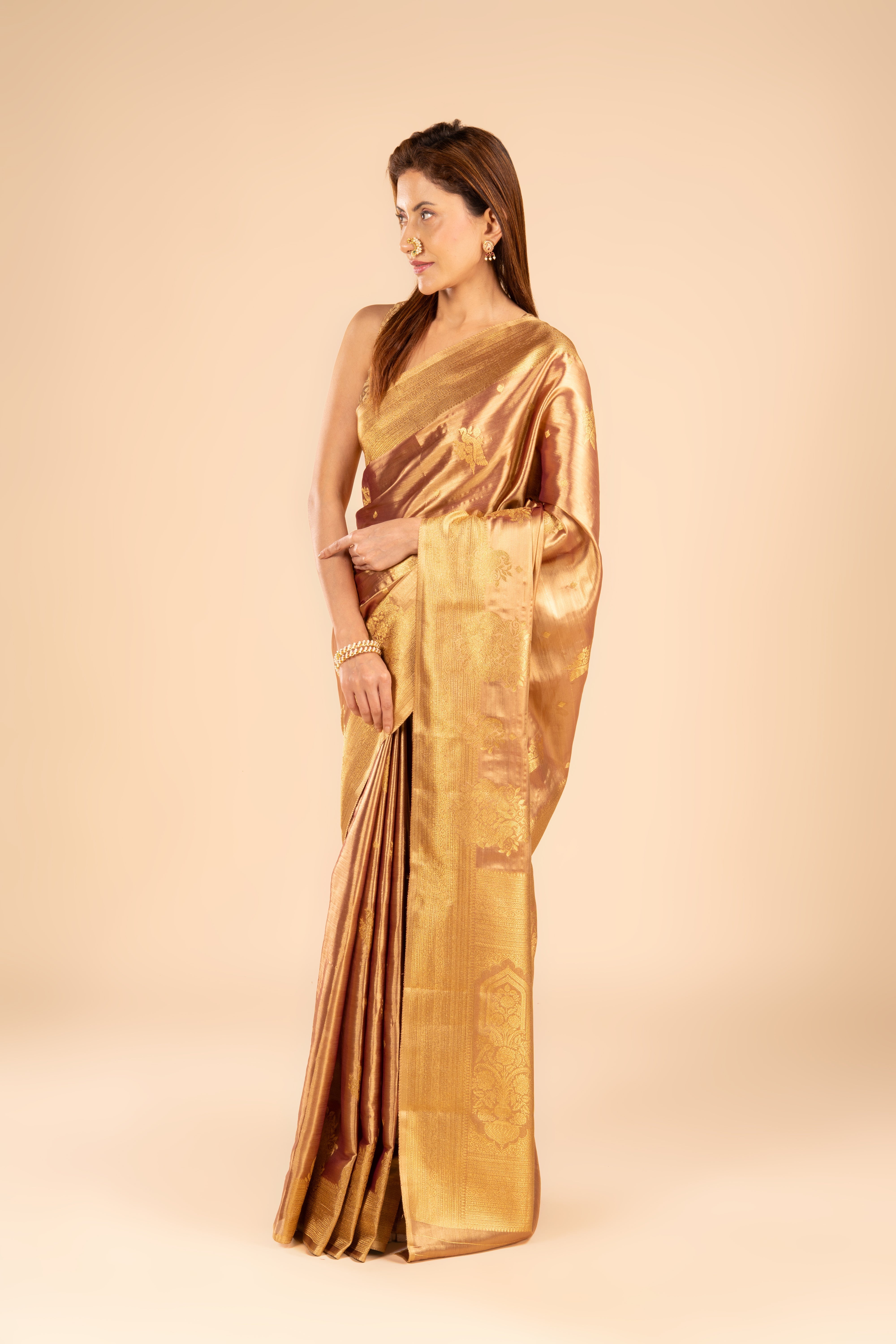 Brown Tissue Silk Saree