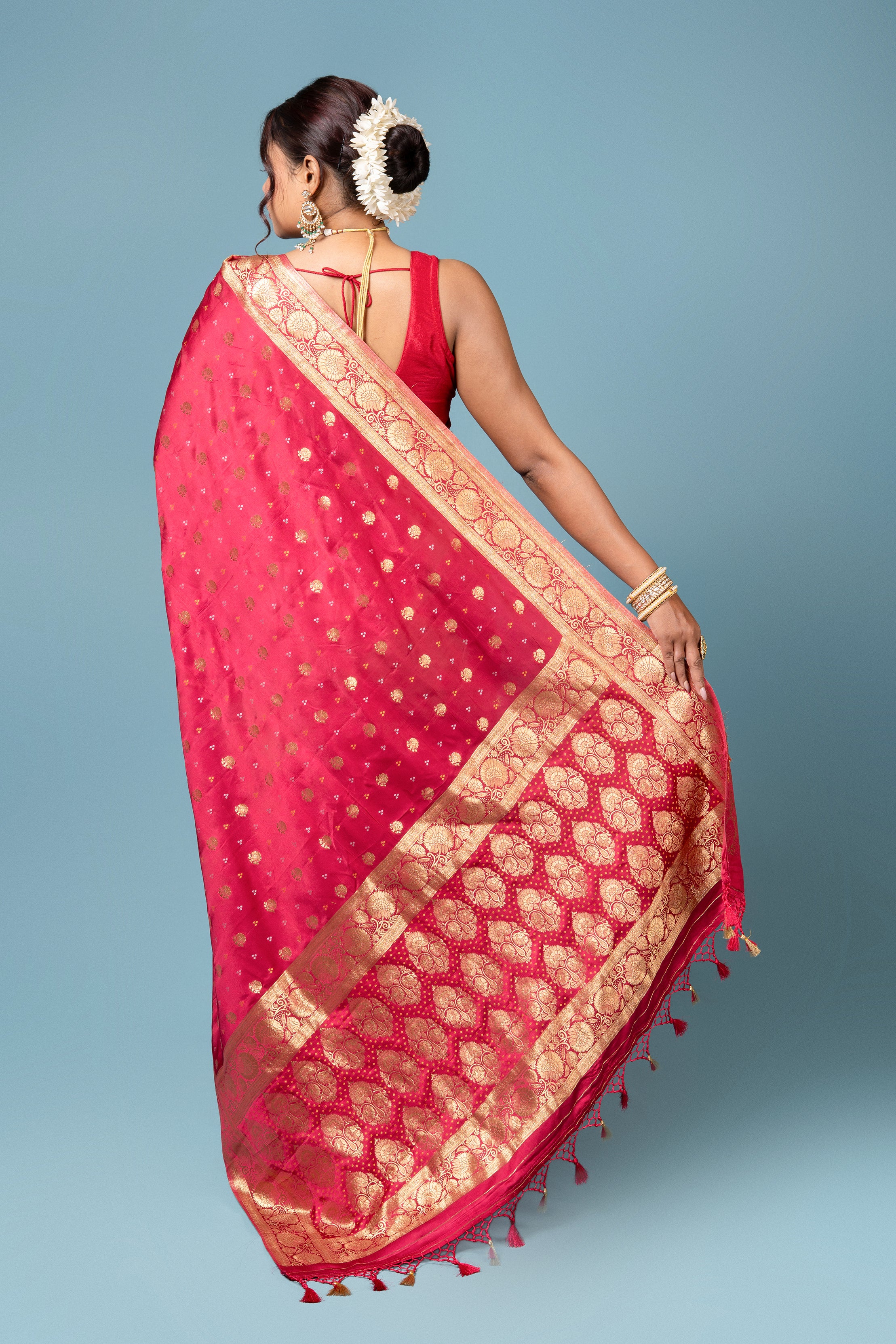 Red Katan Silk Saree