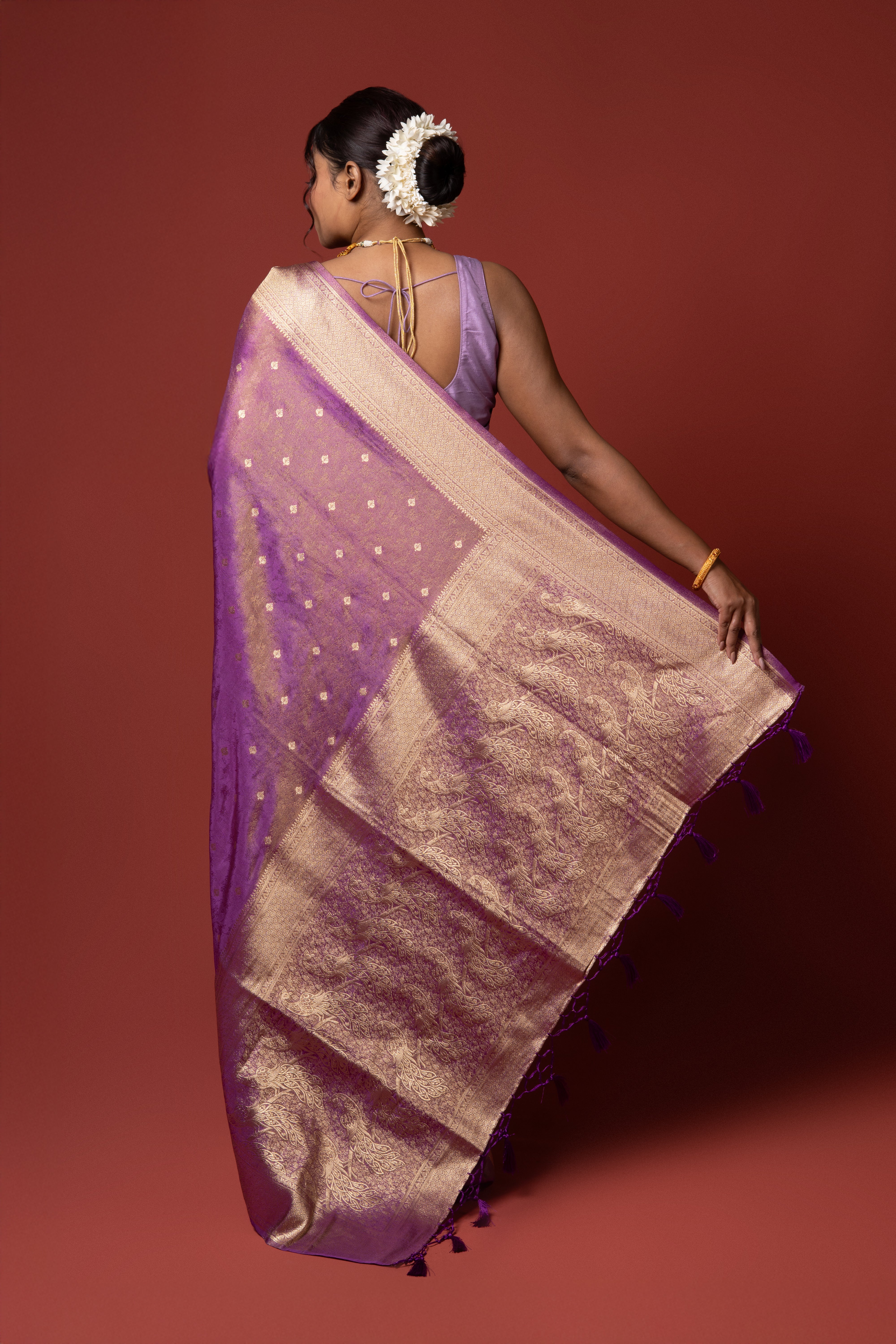 Lavendar Tissue Silk Saree