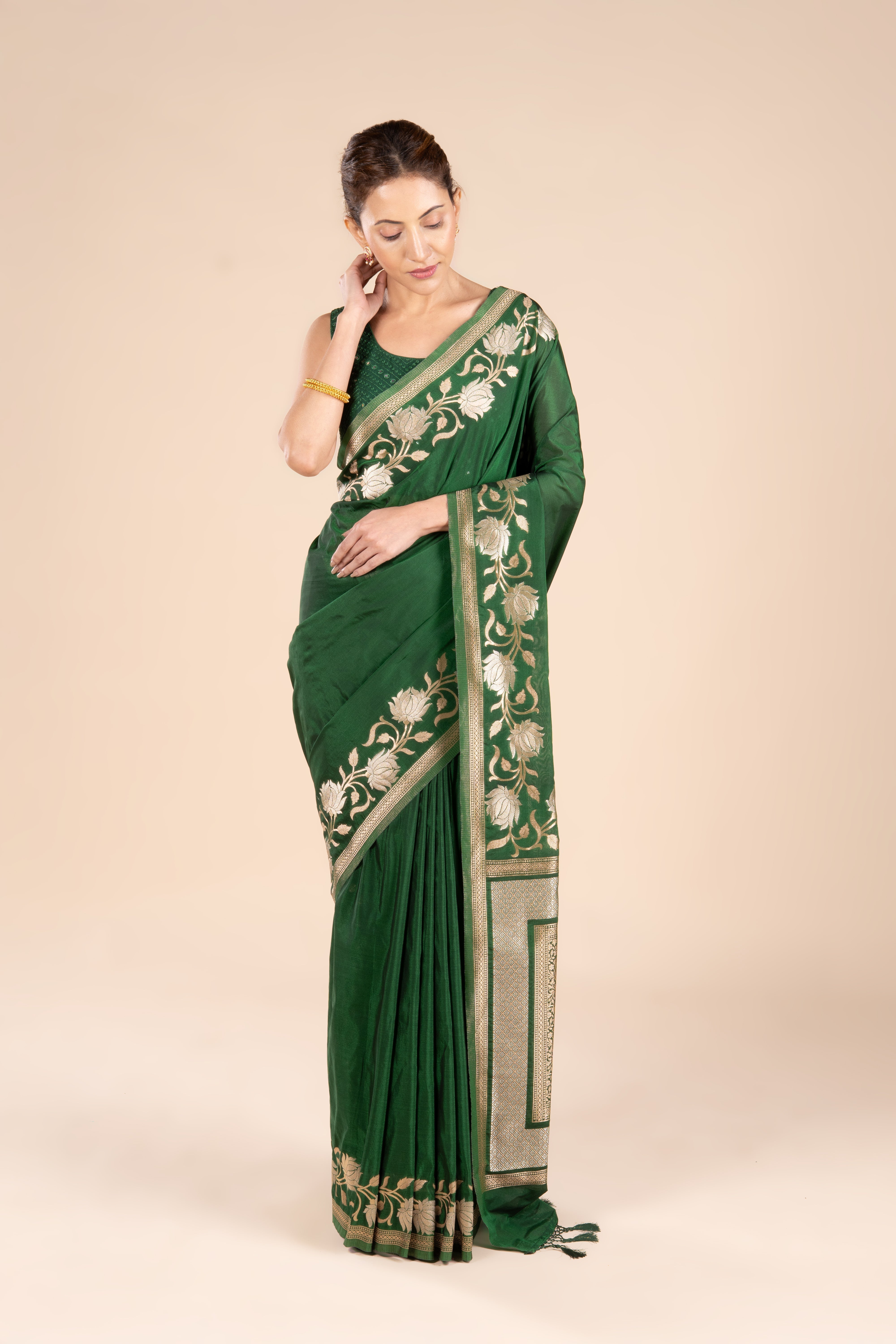 Green Katan Silk Banarasi Saree