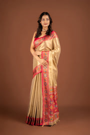 Cream Tissue Silk Patola Saree