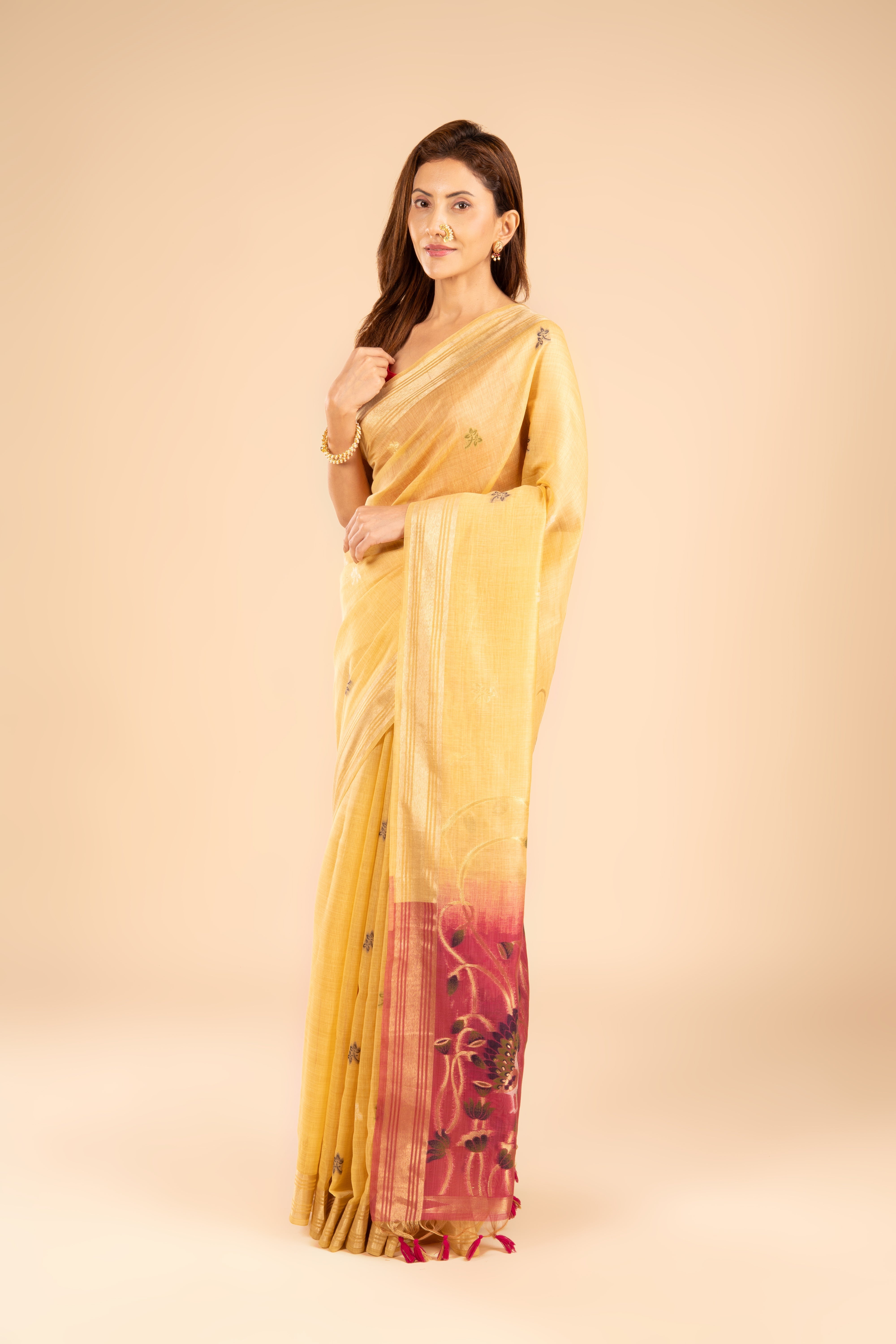 Yellow Cotton Saree