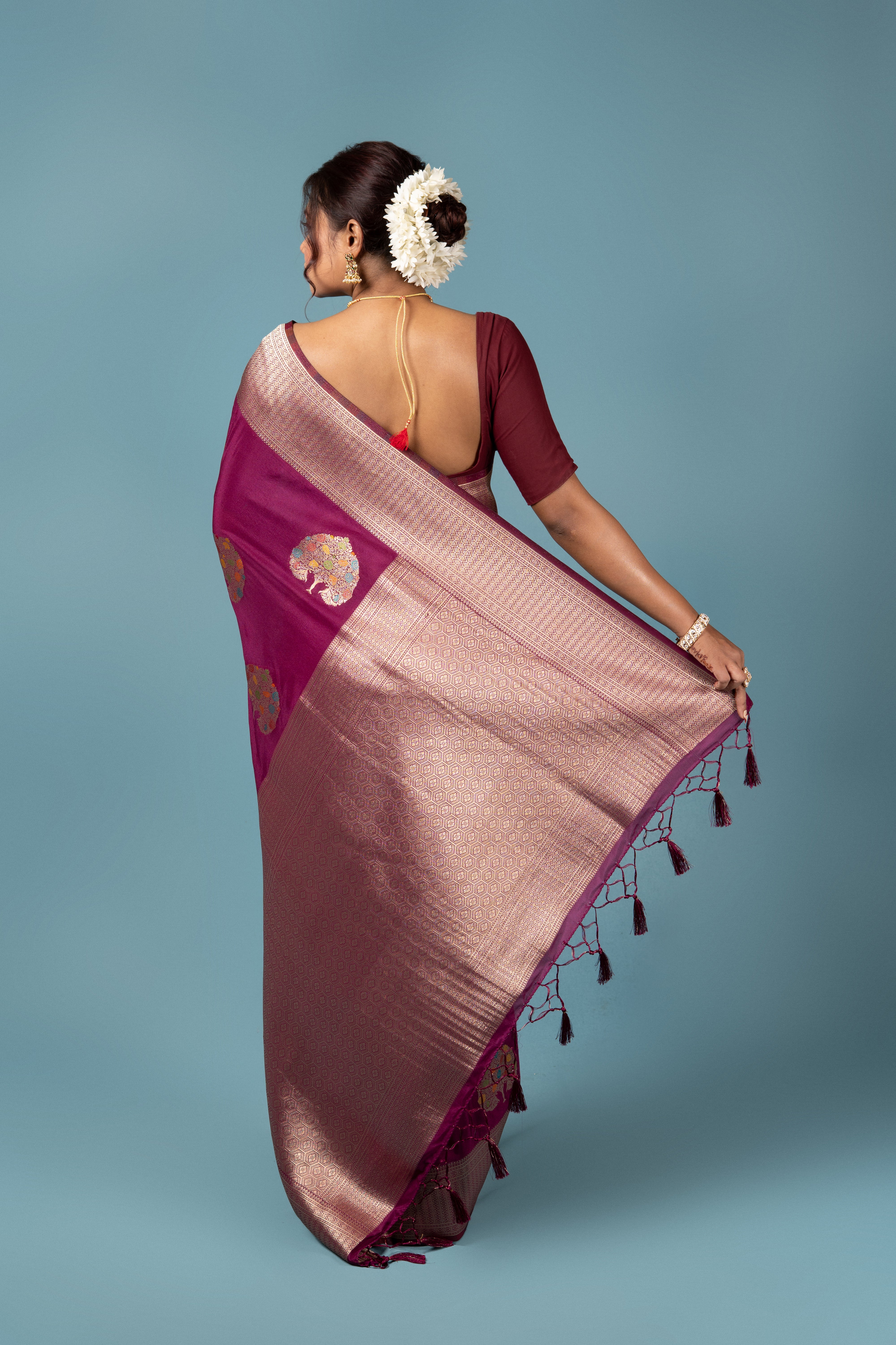 Wine Georgette Banarasi Saree