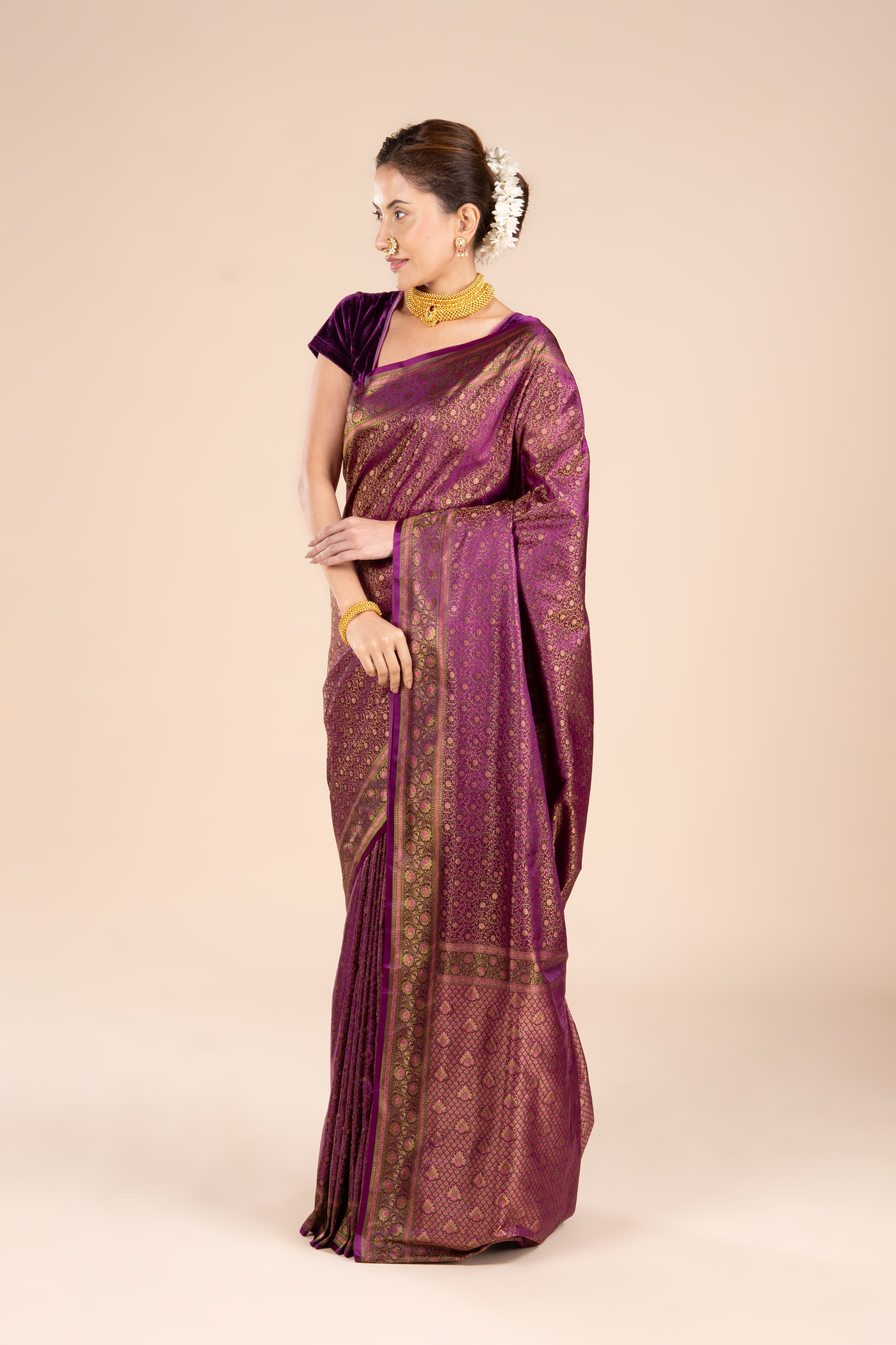 Purple Soft Silk Banarasi Saree