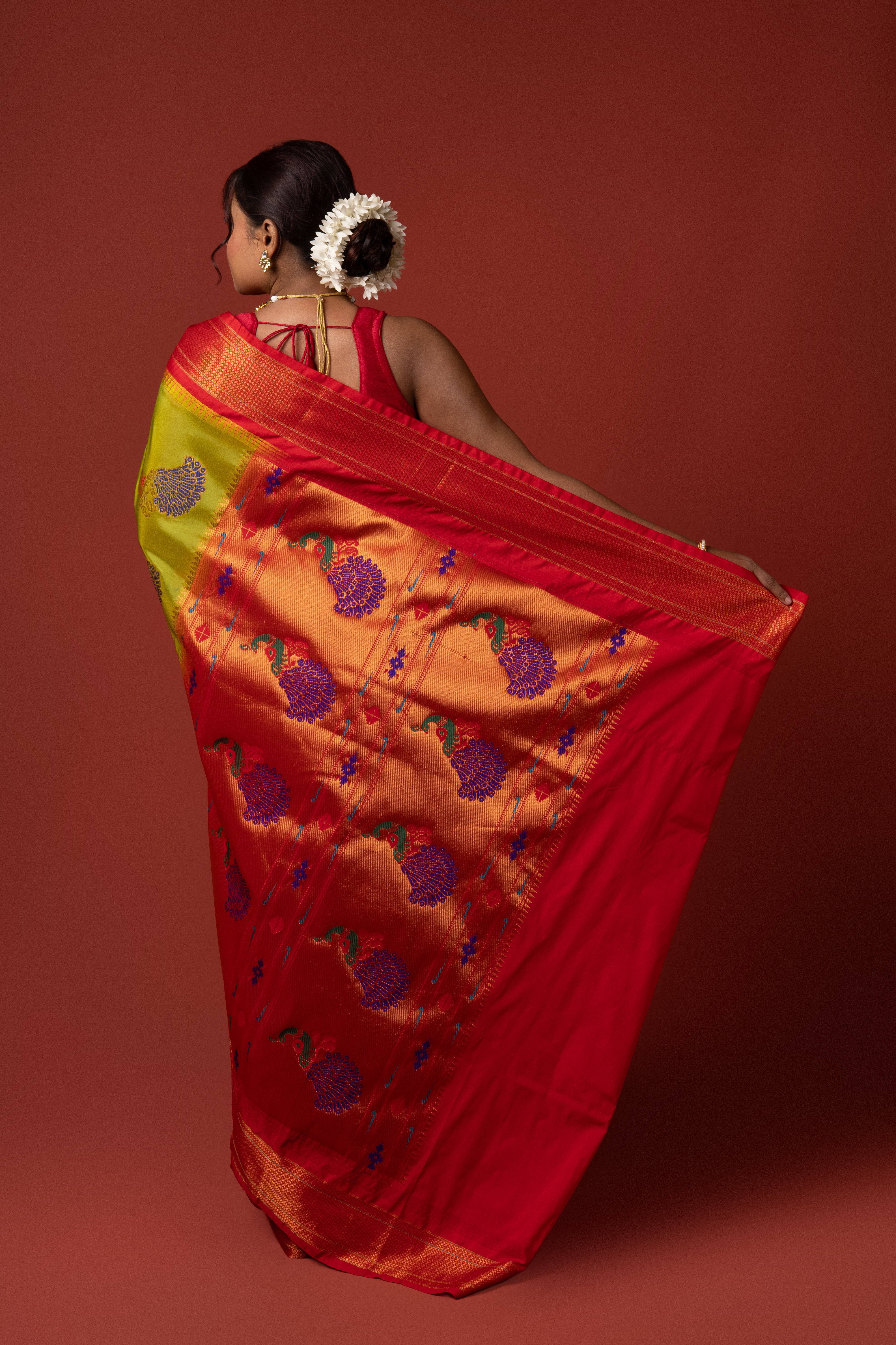 Parrot Green Apurva Silk Paithani Saree