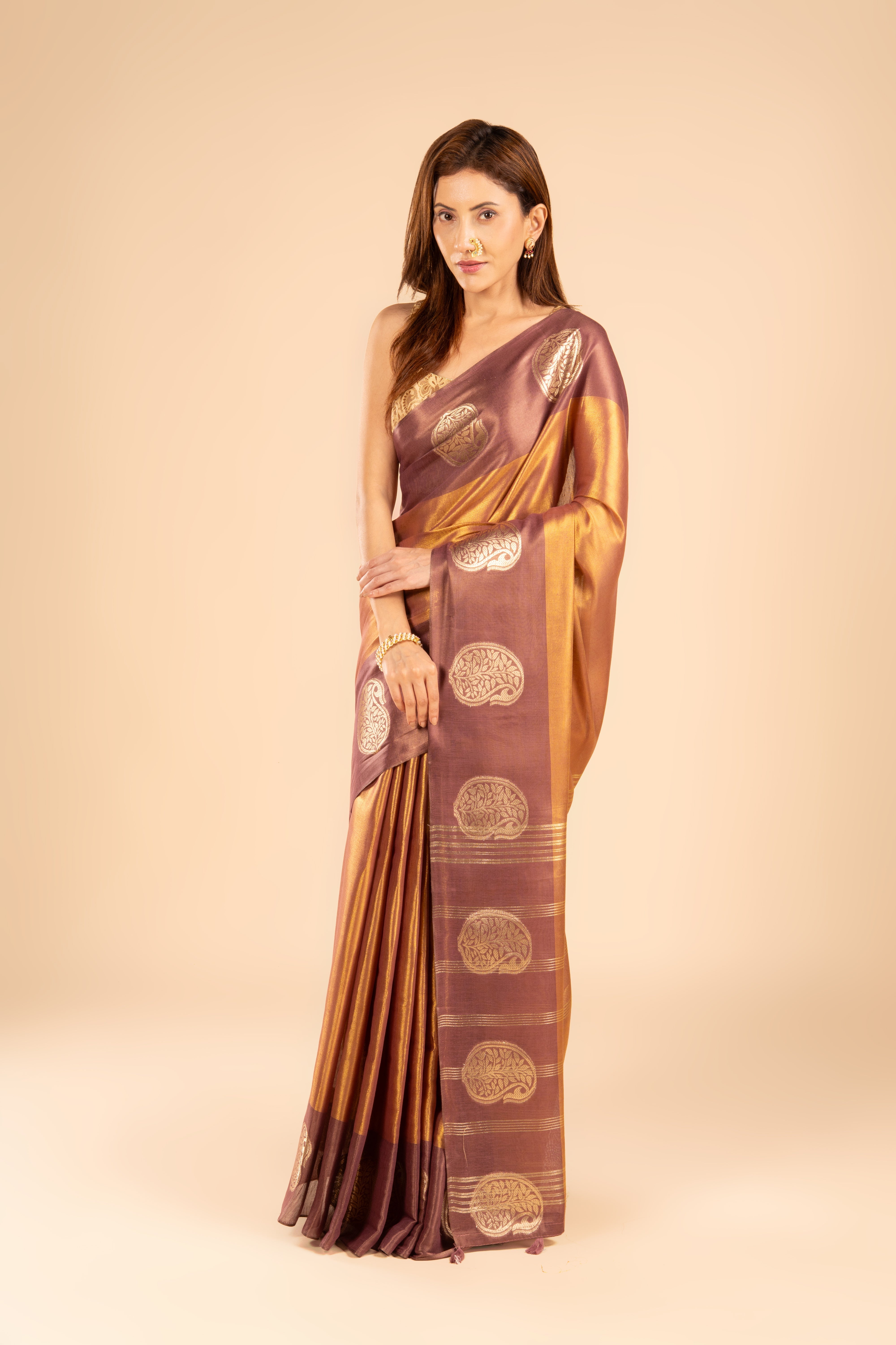 Rust Tissue Silk Saree