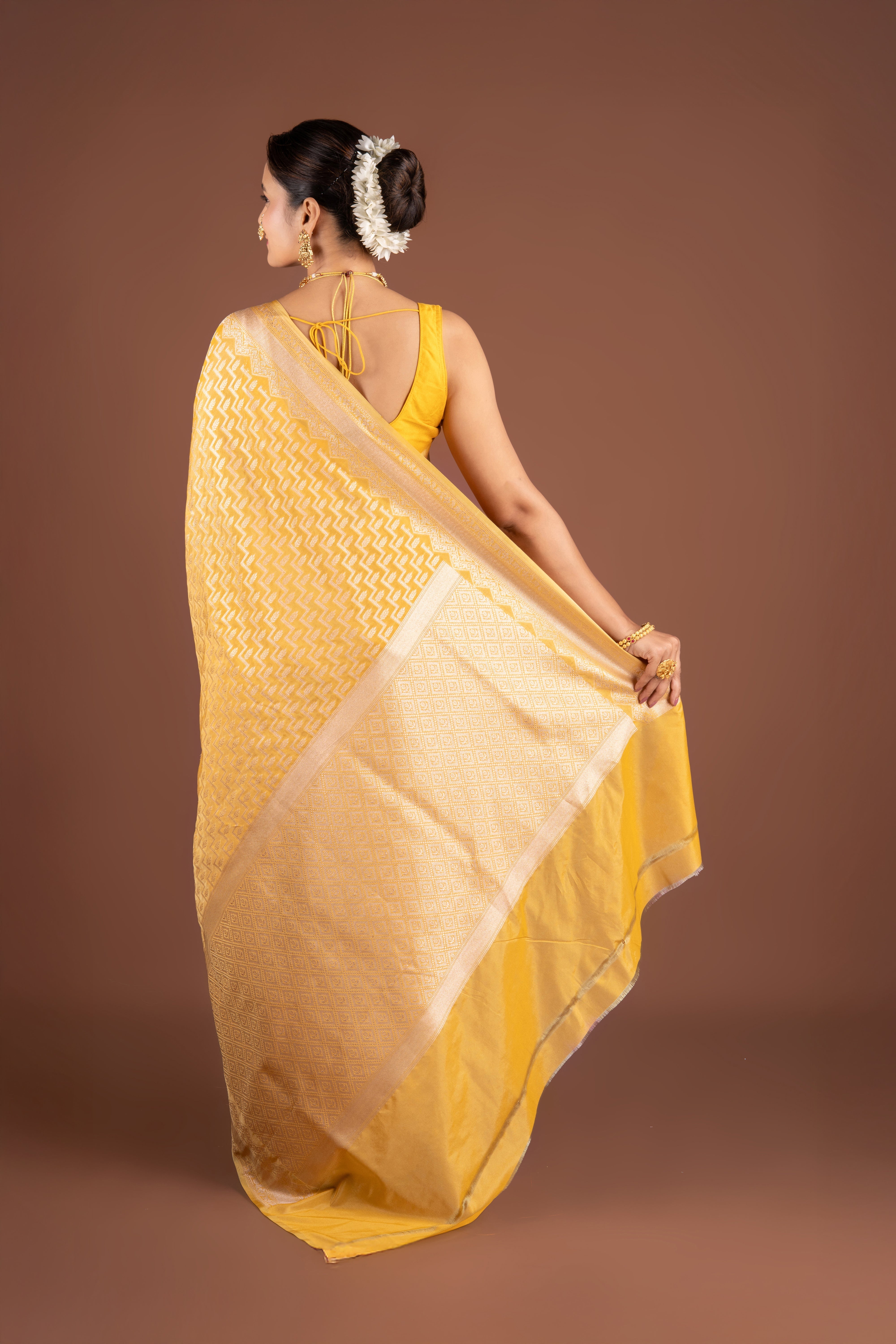 Yellow Dola Silk Saree