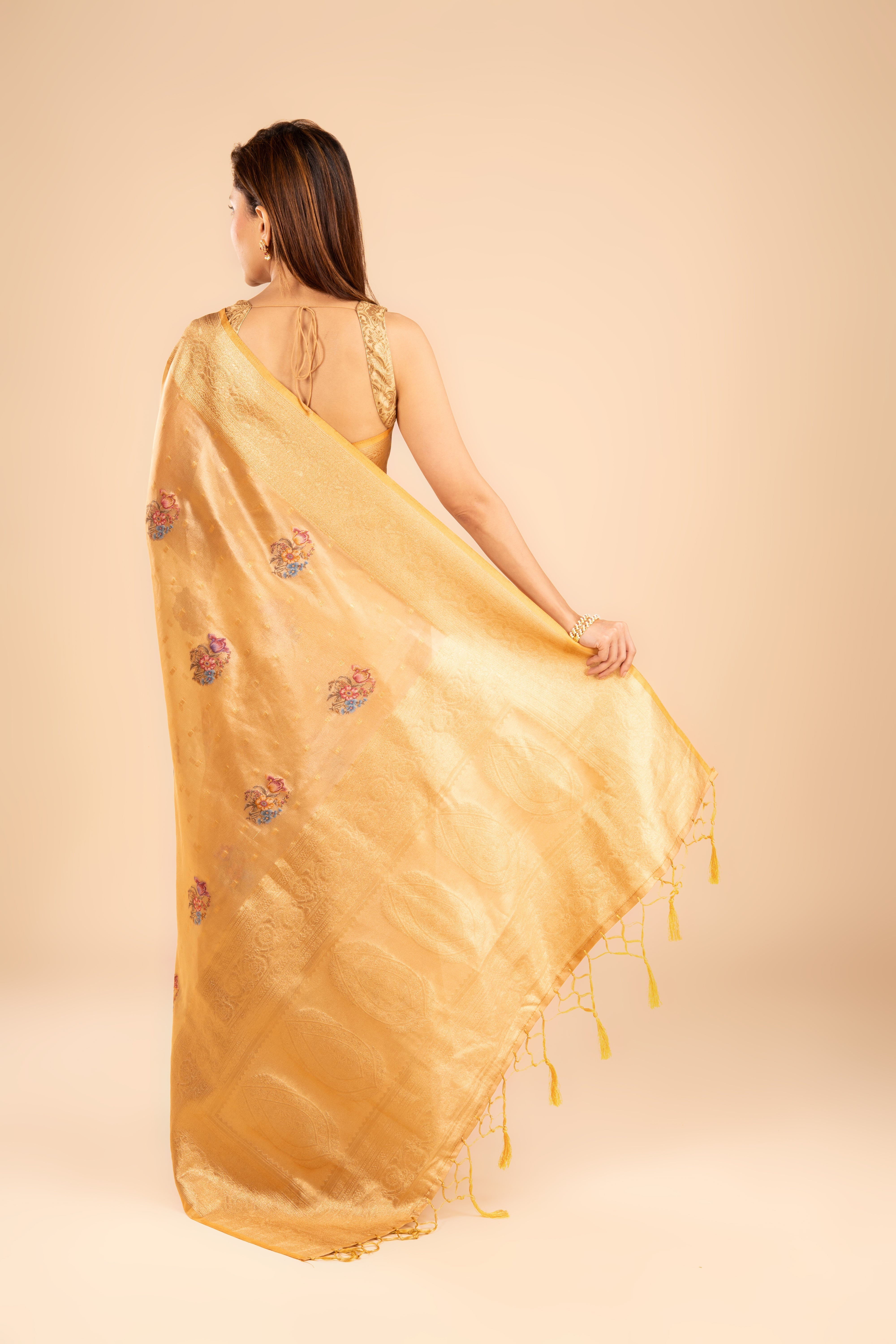 Copper Tissue Silk Saree