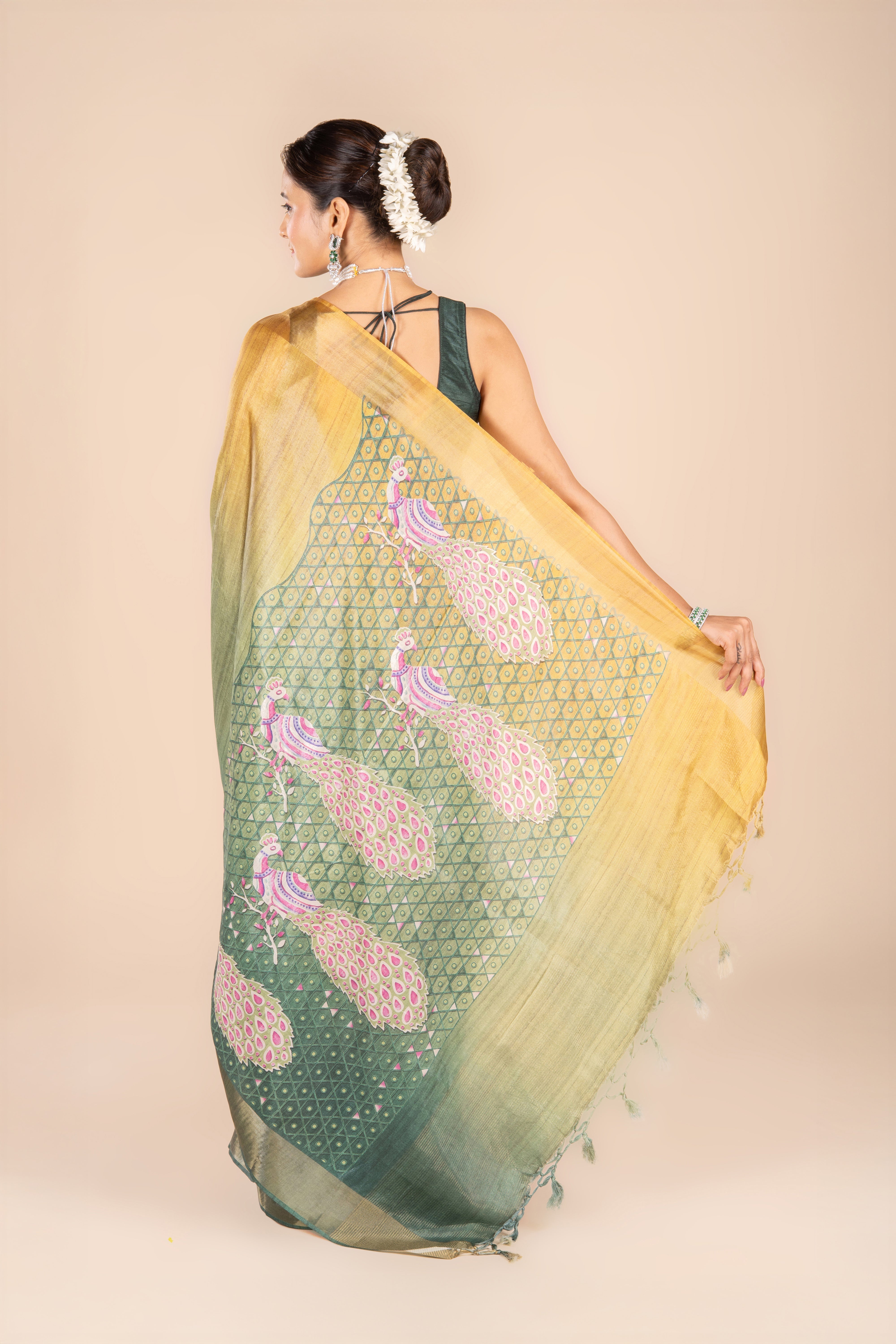 Green Dupion Silk Saree