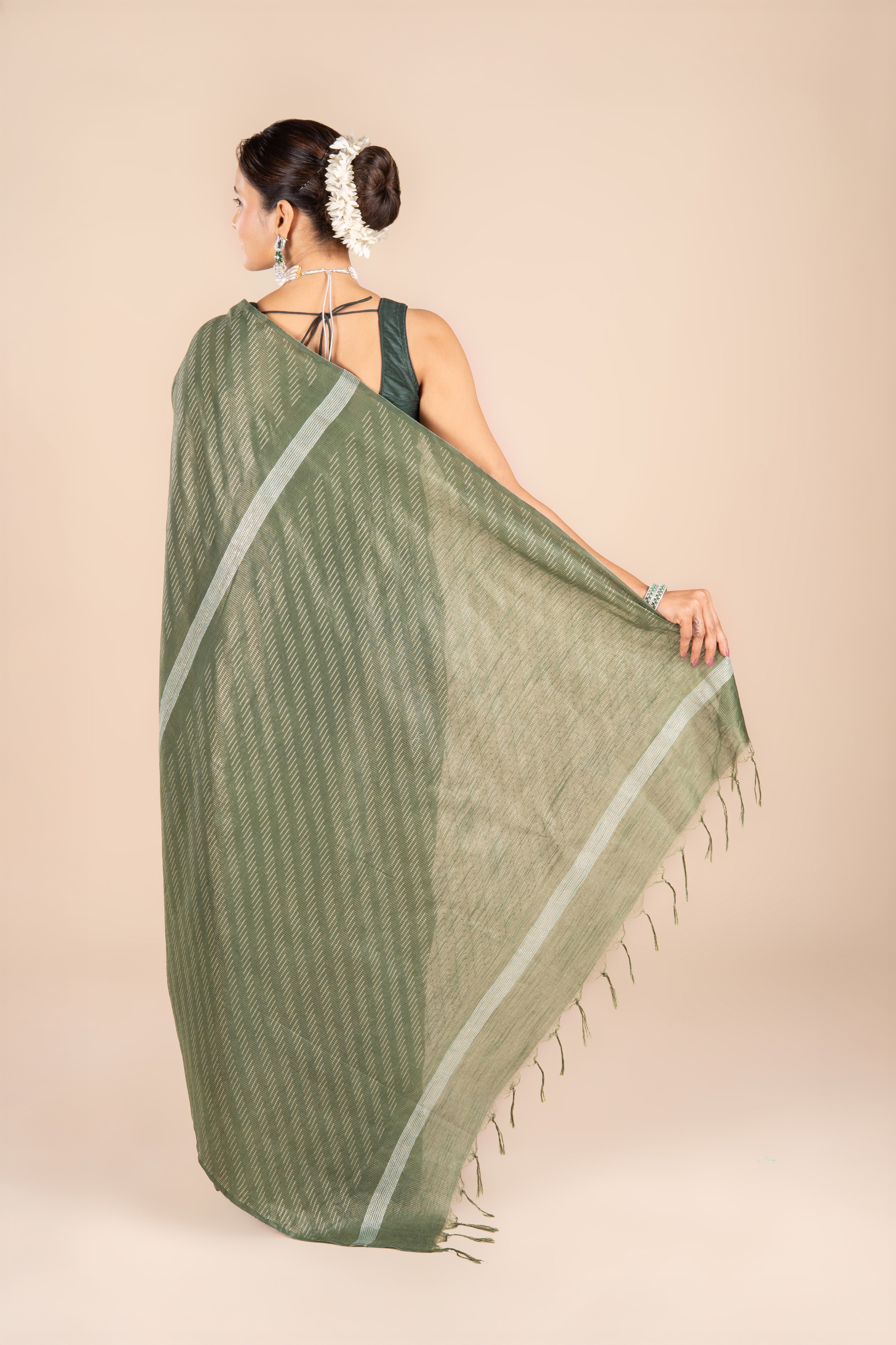 Green Tussar Silk Saree