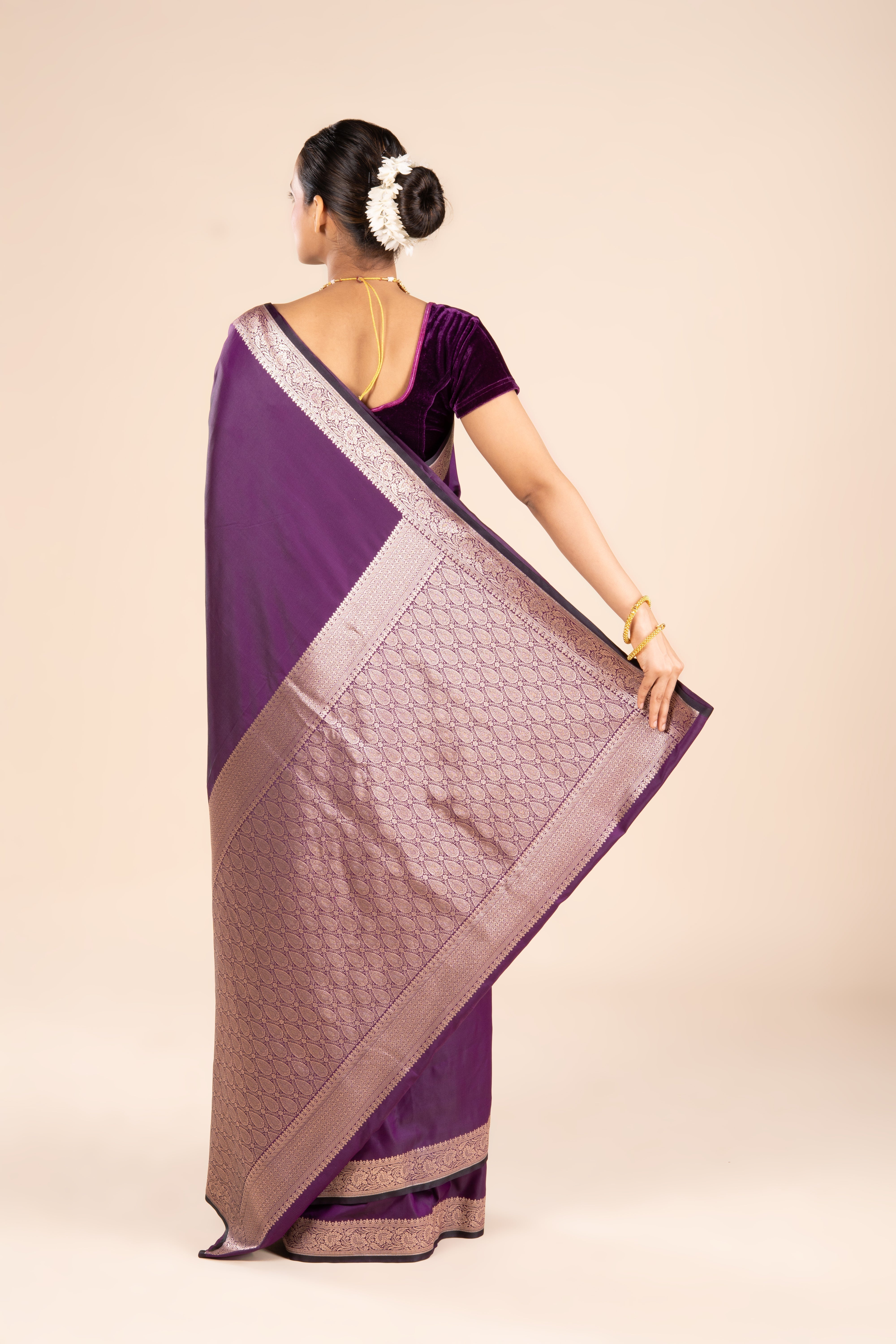 Purple Katan Silk Saree