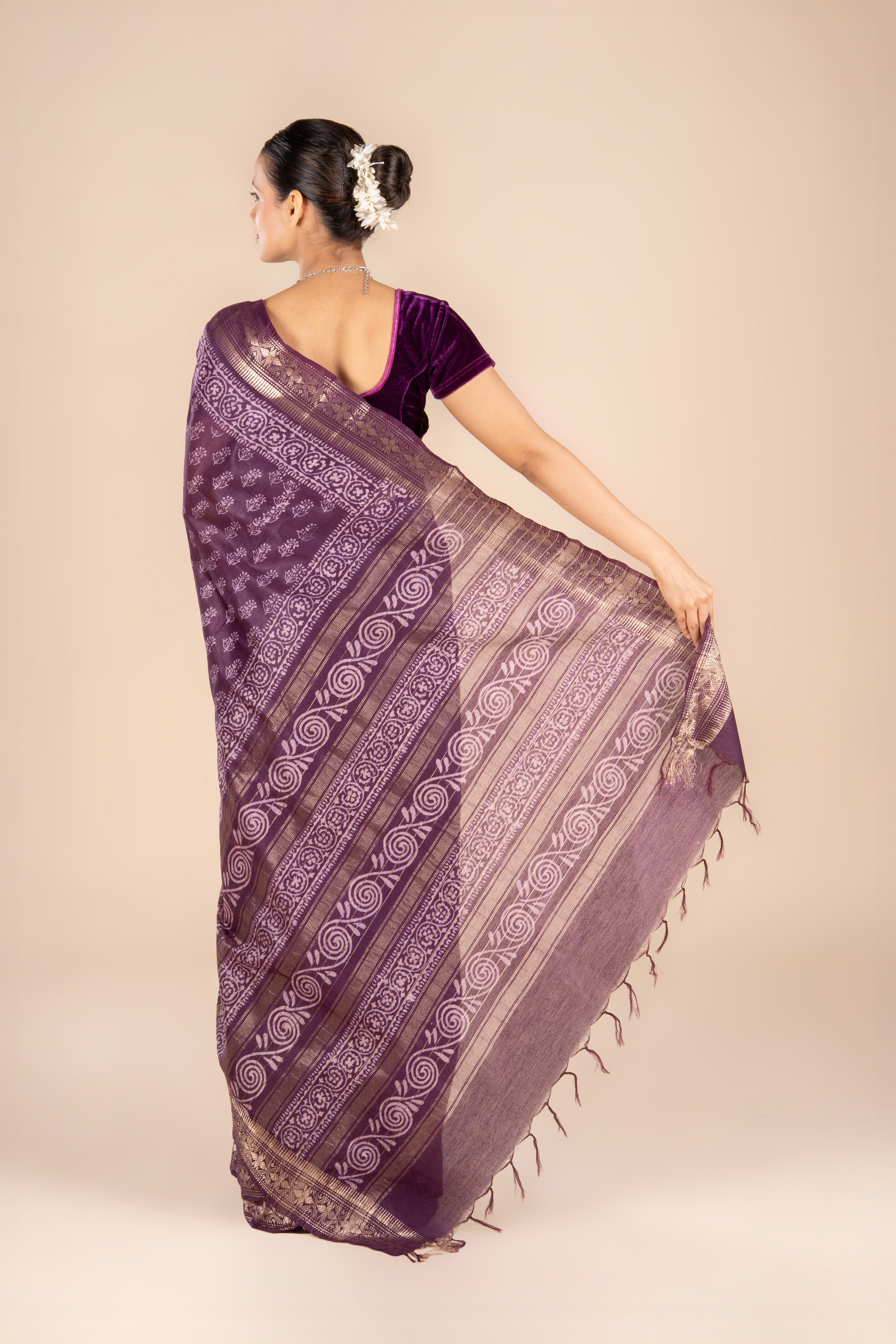 Purple Dupion Silk Saree