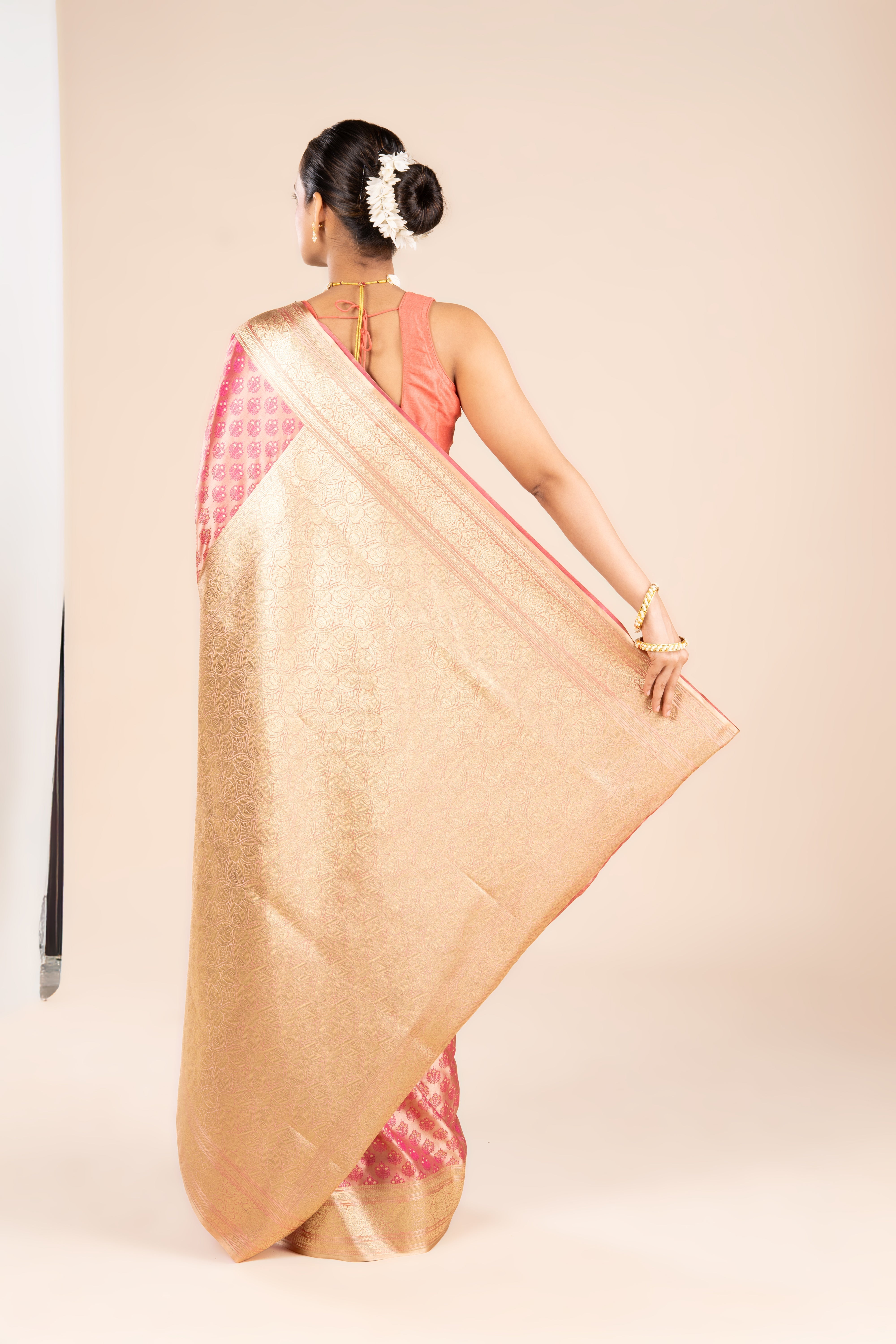 Pastel Pink Soft Silk Banarasi Saree