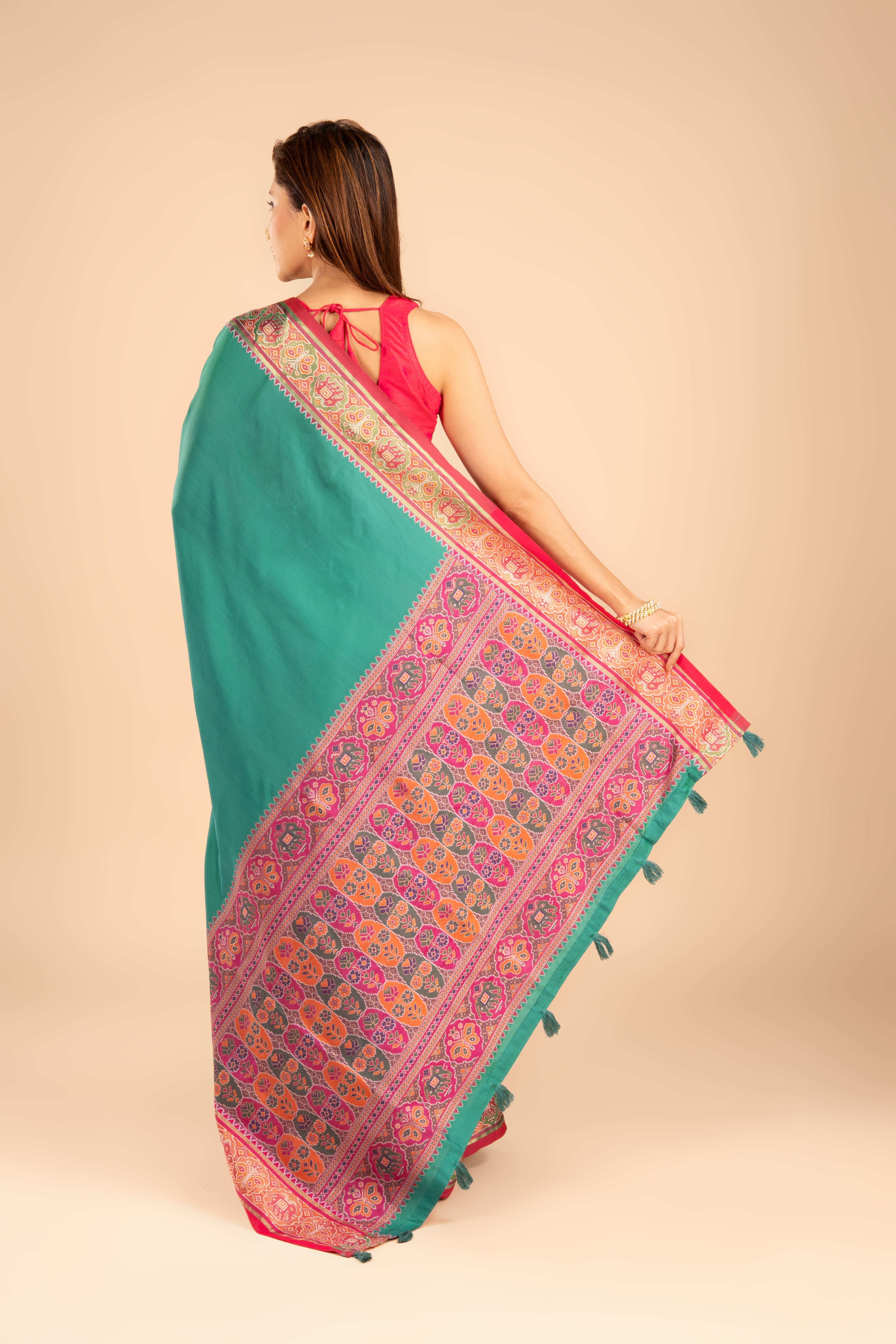 Green Katan Silk Patola Saree