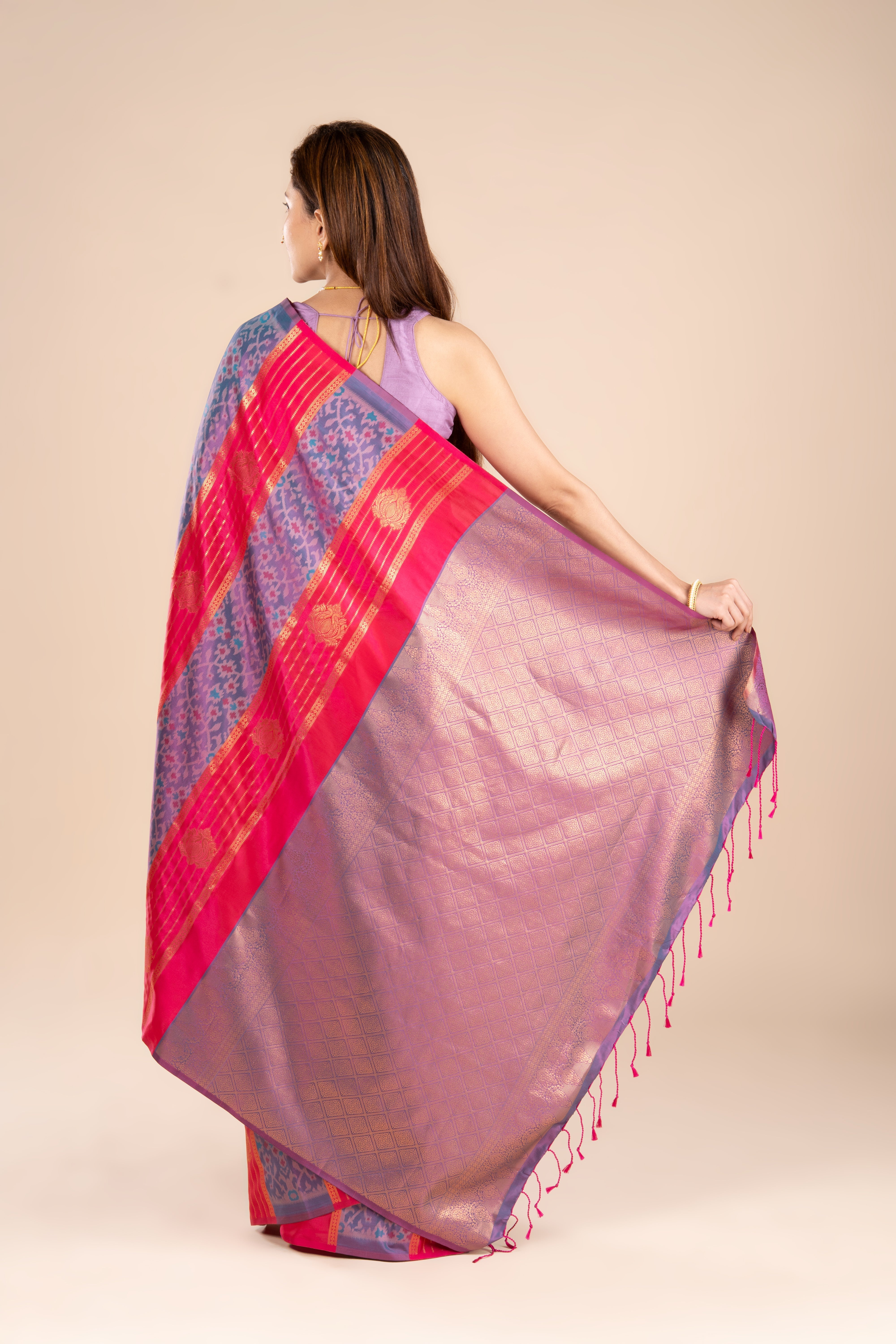 Pastel Purple Katan Silk Patola Saree