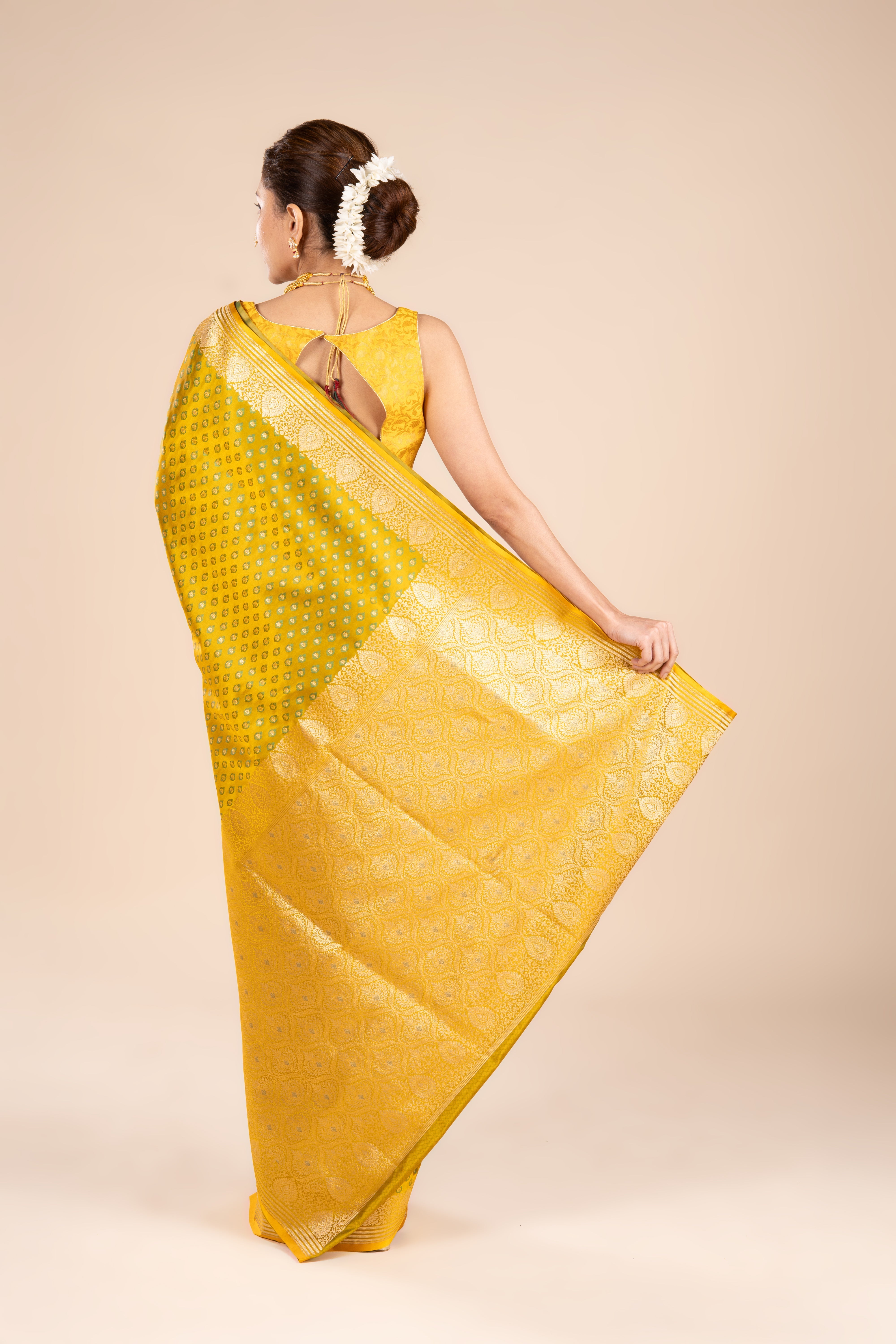 Mustard Yellow Soft Silk Banarasi Saree