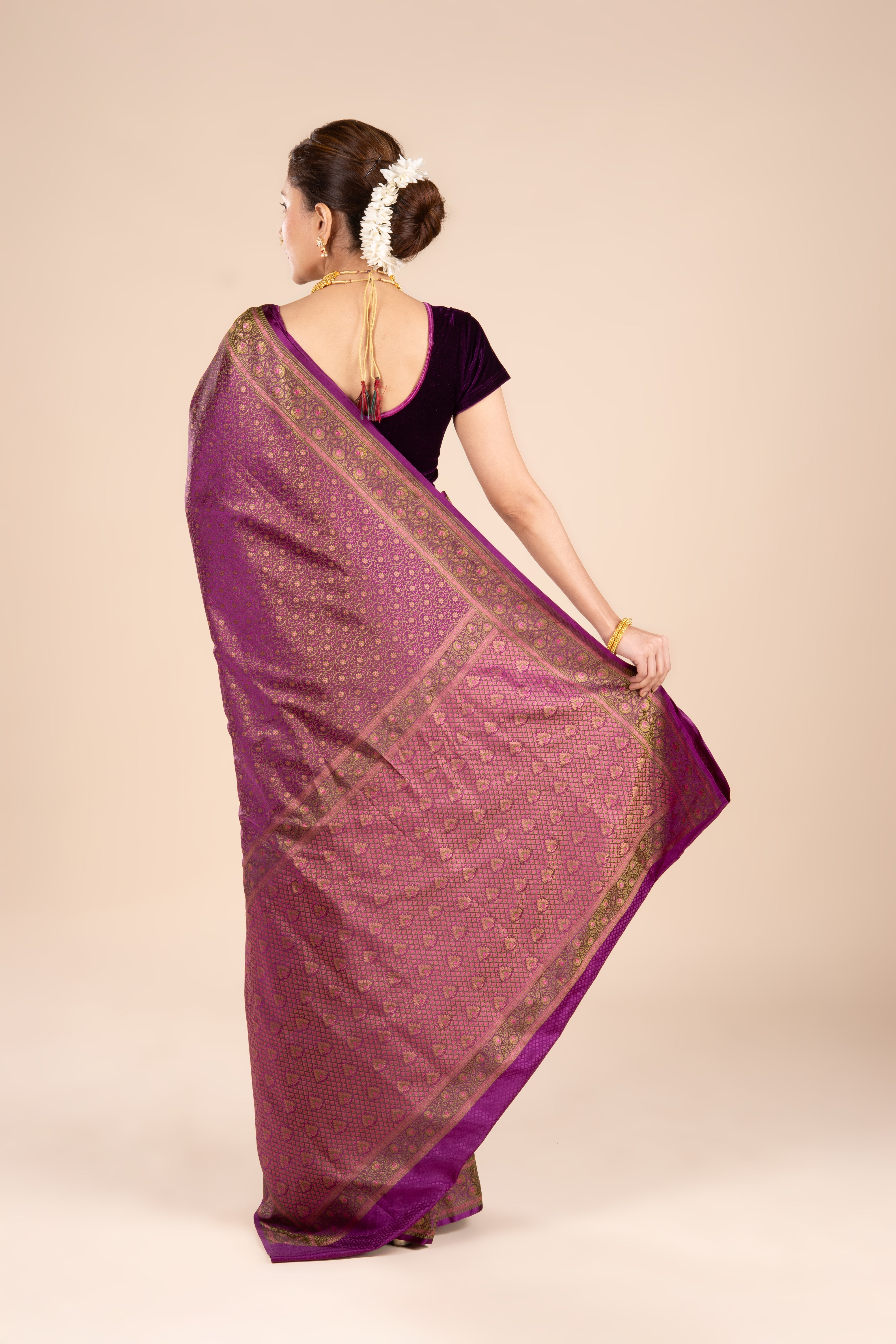 Purple Soft Silk Banarasi Saree