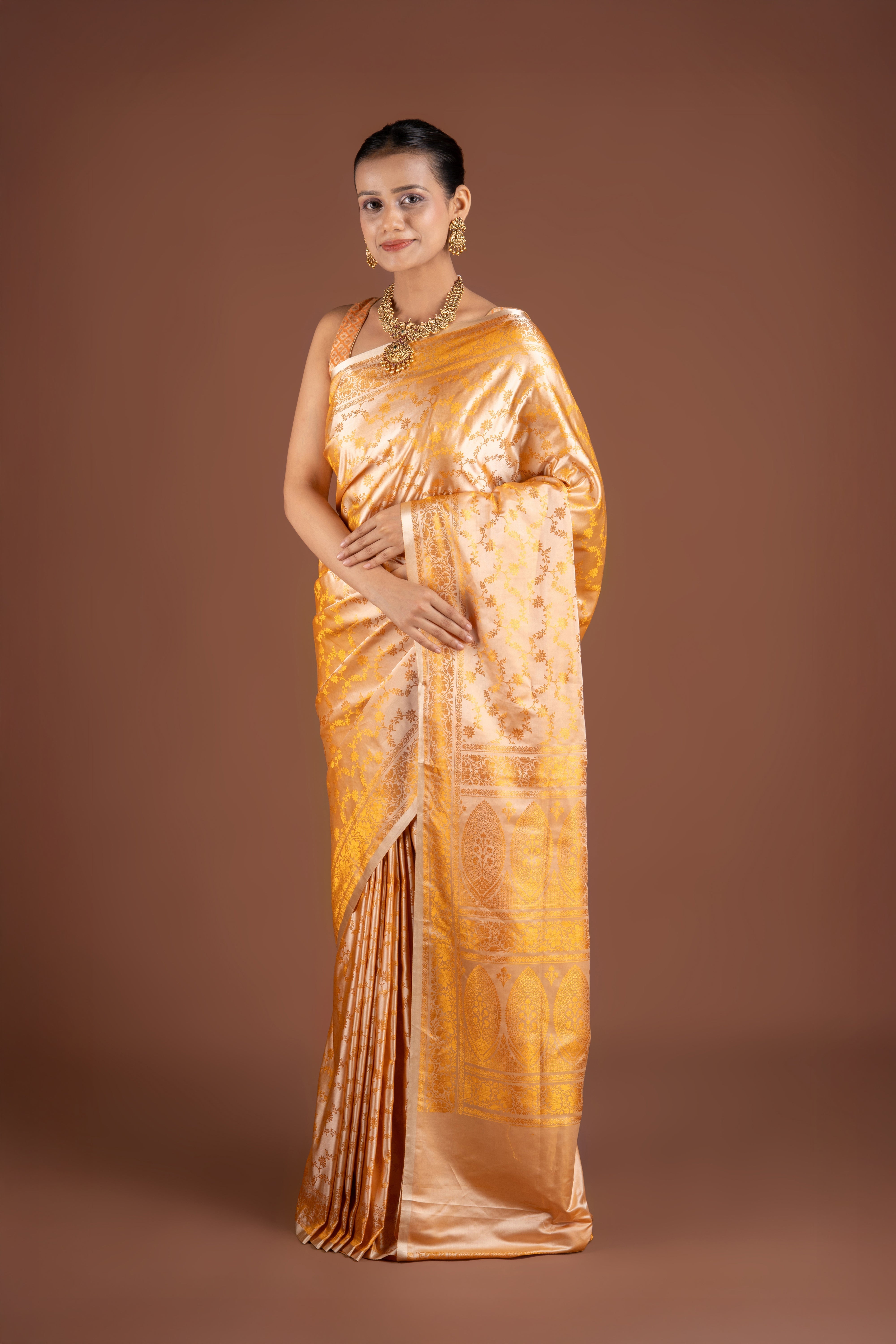 Orange Soft Silk Banarasi Saree