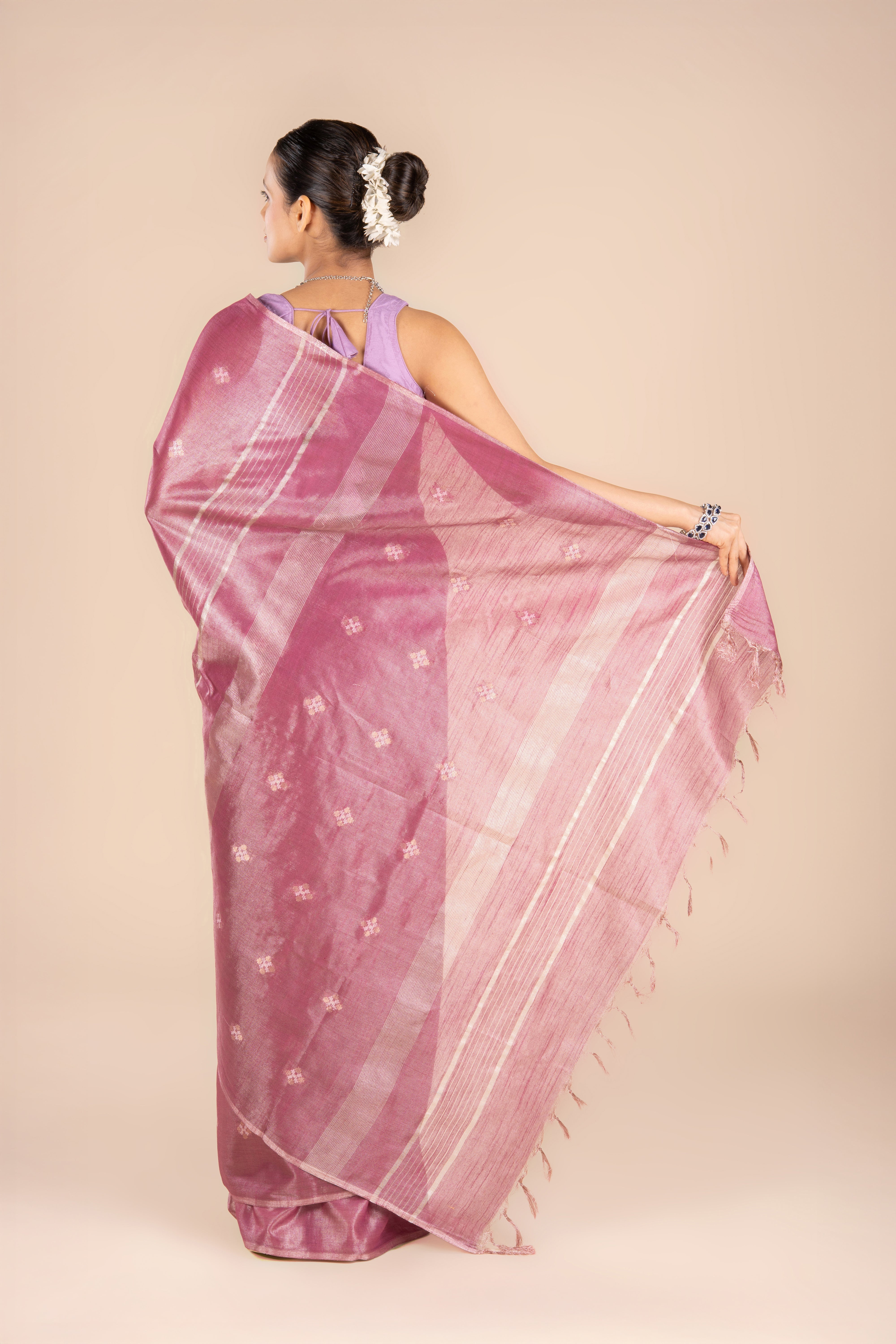 Wine Tussar Silk Saree